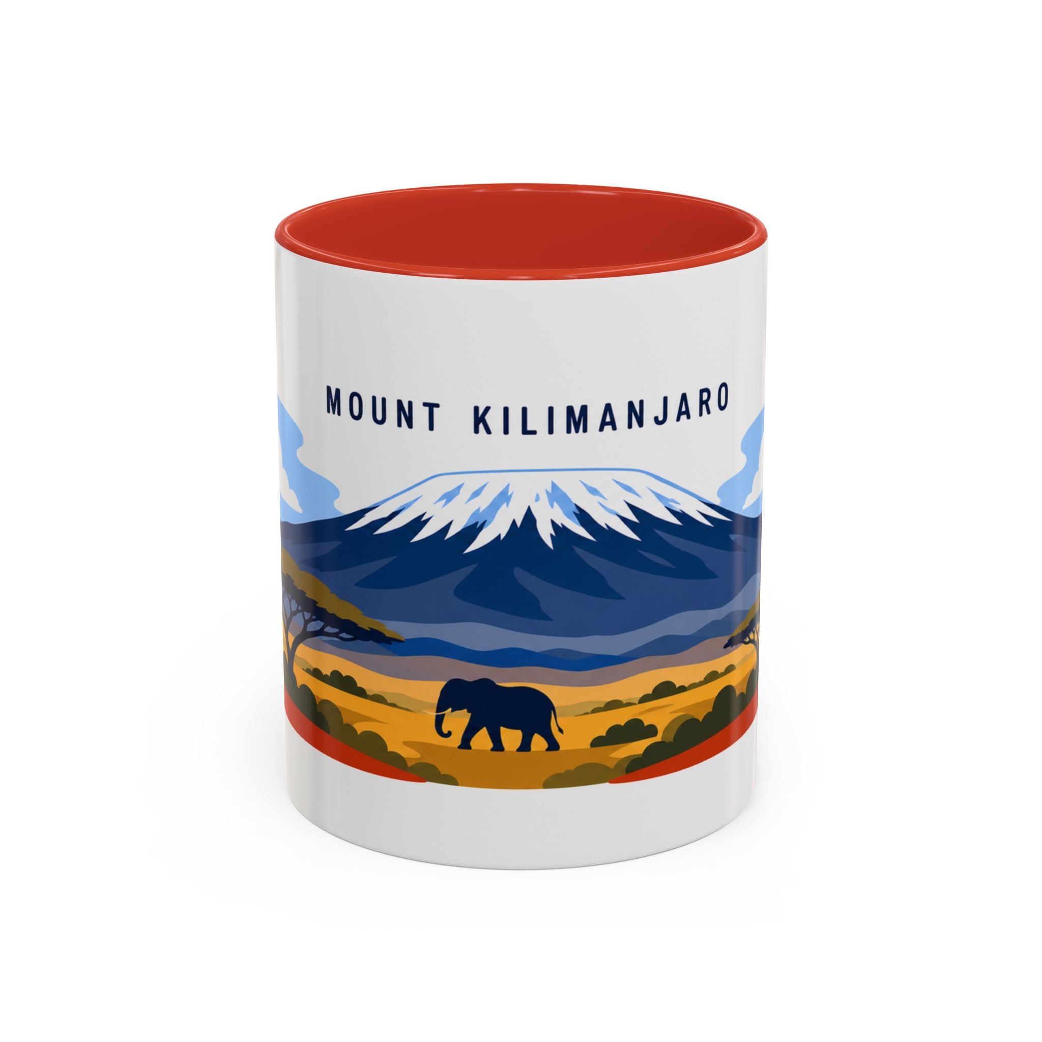 Mount Kilimanjaro Coffee Mug | Travel Destination Souvenir Gift | Accent Color Ceramic 11oz 15oz