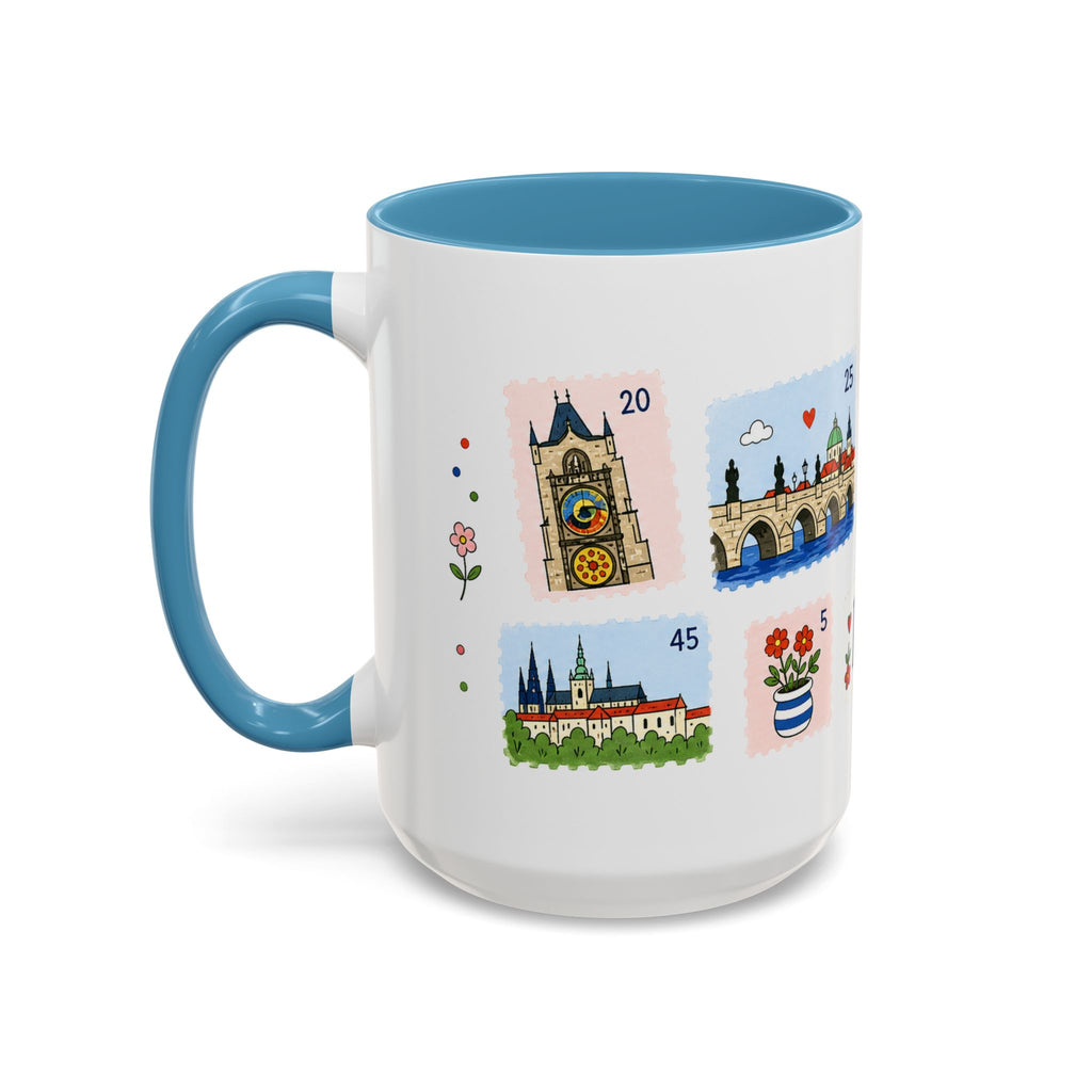 Prague Coffee Mug | Postage Stamp Collage Mug | Travel Souvenir Accent Cup 11oz 15oz
