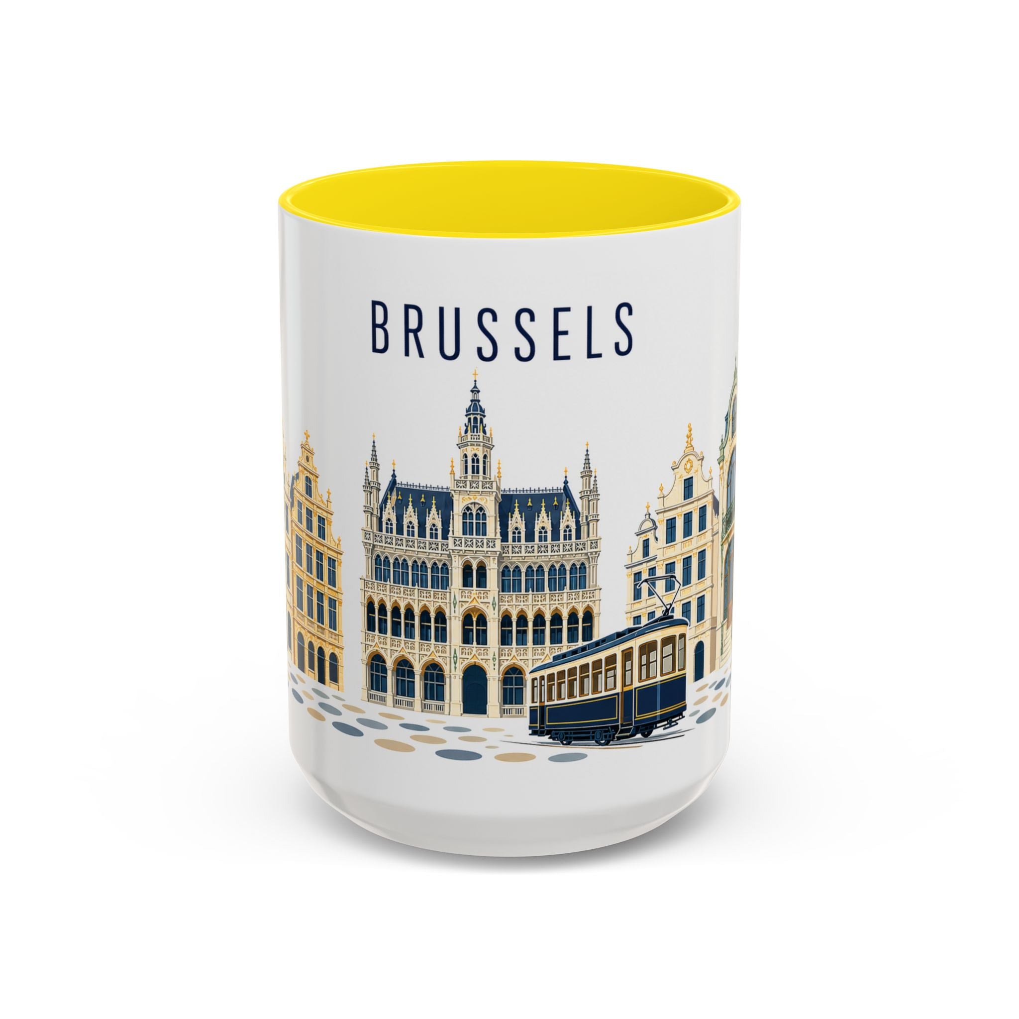 Brussels Coffee Mug | Belgium Travel Souvenir | Porcelain Decal City Gift | 11oz 15oz Accent Mug
