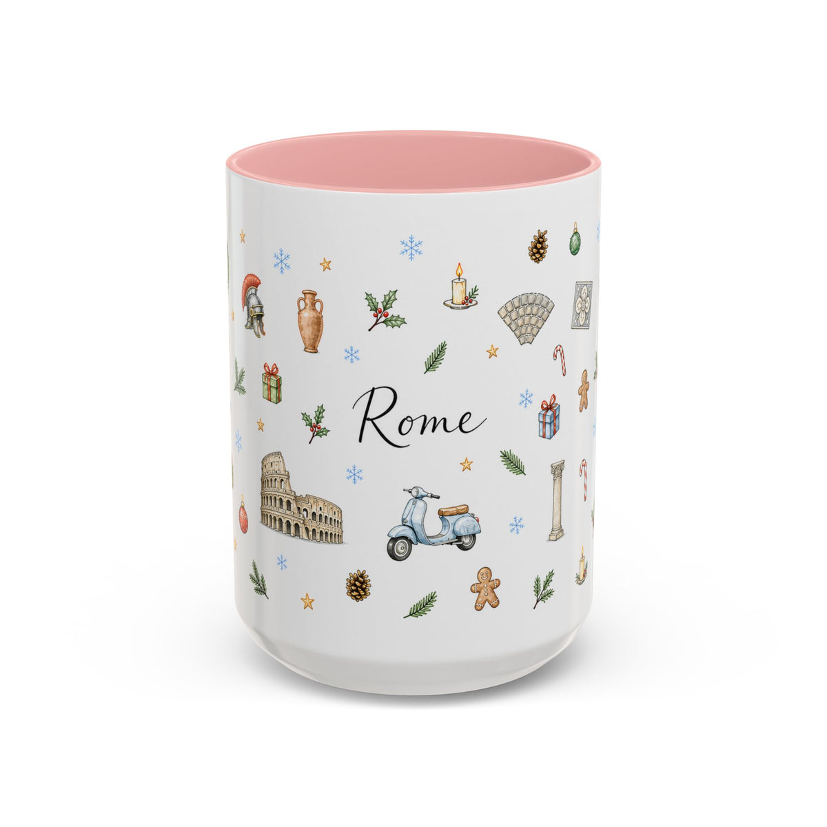 Rome Christmas Mug | Watercolor City Souvenir | Ceramic Coffee Cup