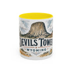 Devils Tower Mug, Wyoming Travel Souvenir, Bucket List Gift, Accent Ceramic Coffee Mug 11oz 15oz