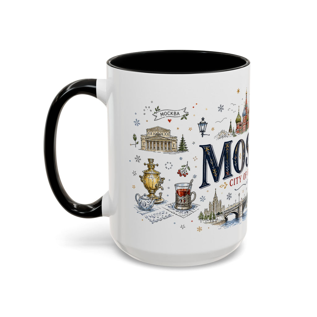Moscow Coffee Mug | Russia Souvenir Travel Gift | Accent Color Ceramic 11oz 15oz