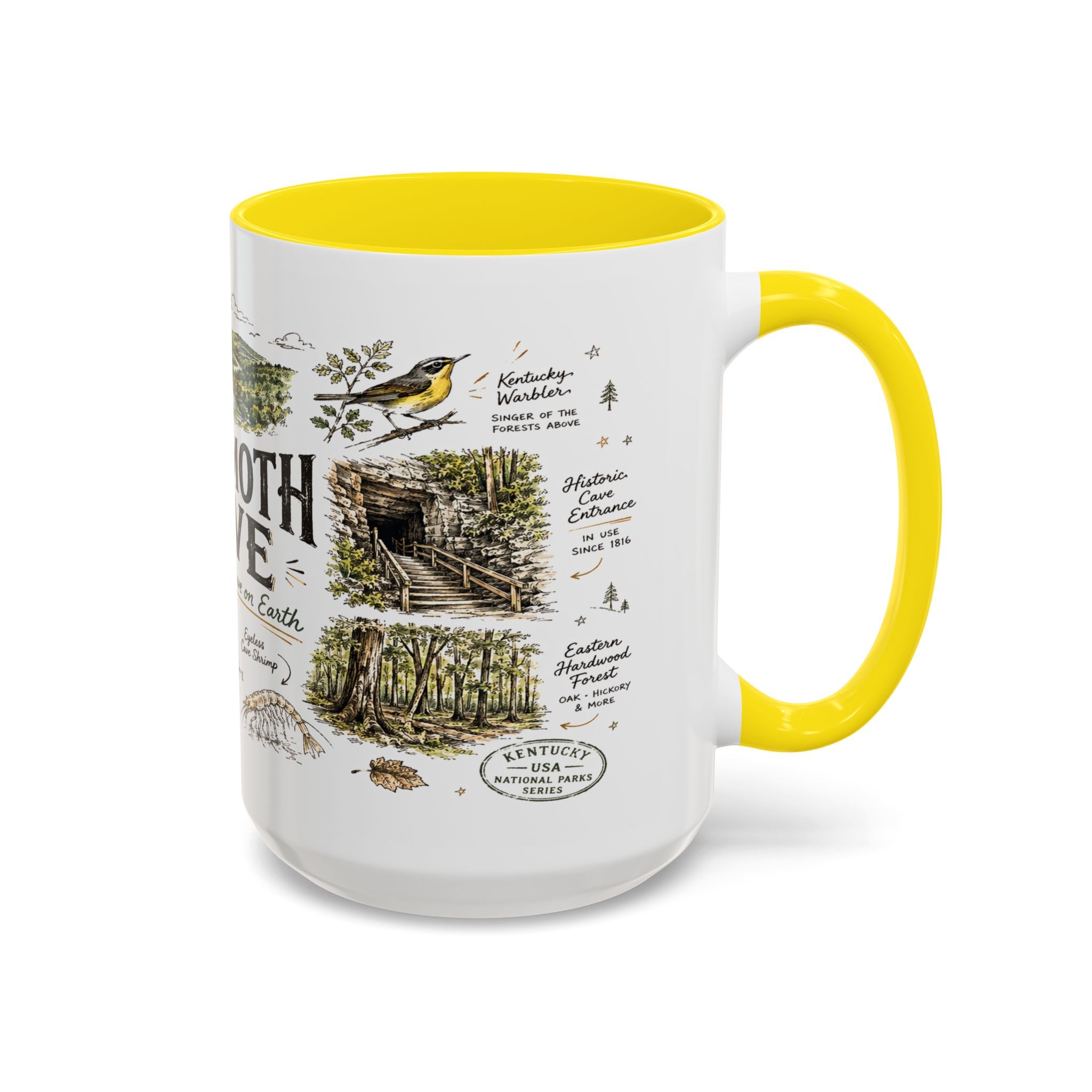 Mammoth Cave National Park Coffee Mug | Kentucky Cave Exploration Hiking Gift | Accent Color Ceramic 11oz 15oz