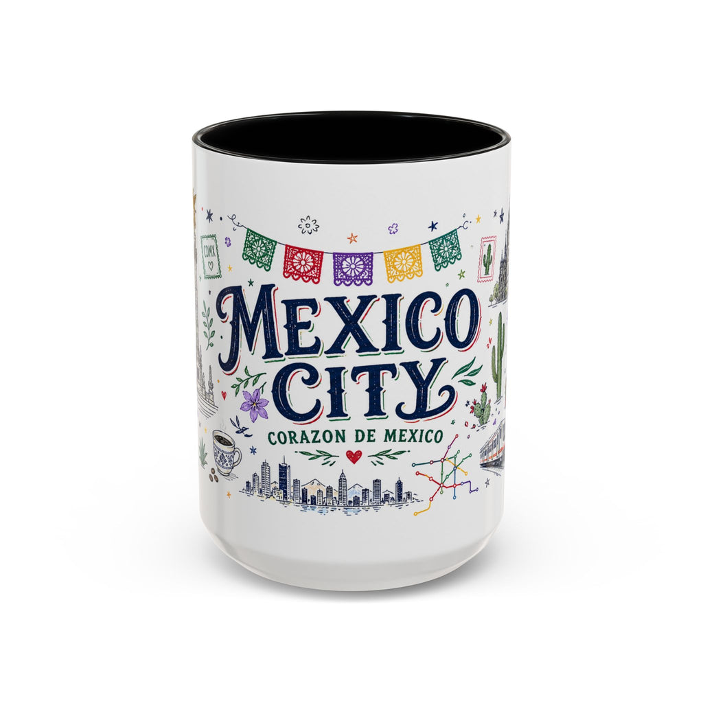 Mexico City Coffee Mug | Mexico Souvenir Travel Gift | Accent Color Ceramic 11oz 15oz