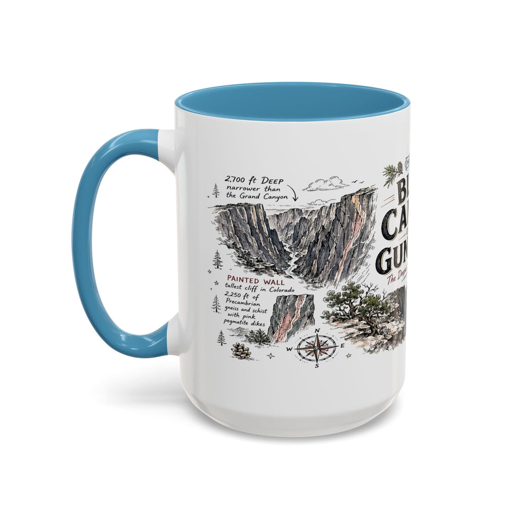 Black Canyon of the Gunnison National Park Coffee Mug | Colorado Deep Canyon Hiking Gift | Accent Color Ceramic 11oz 15oz