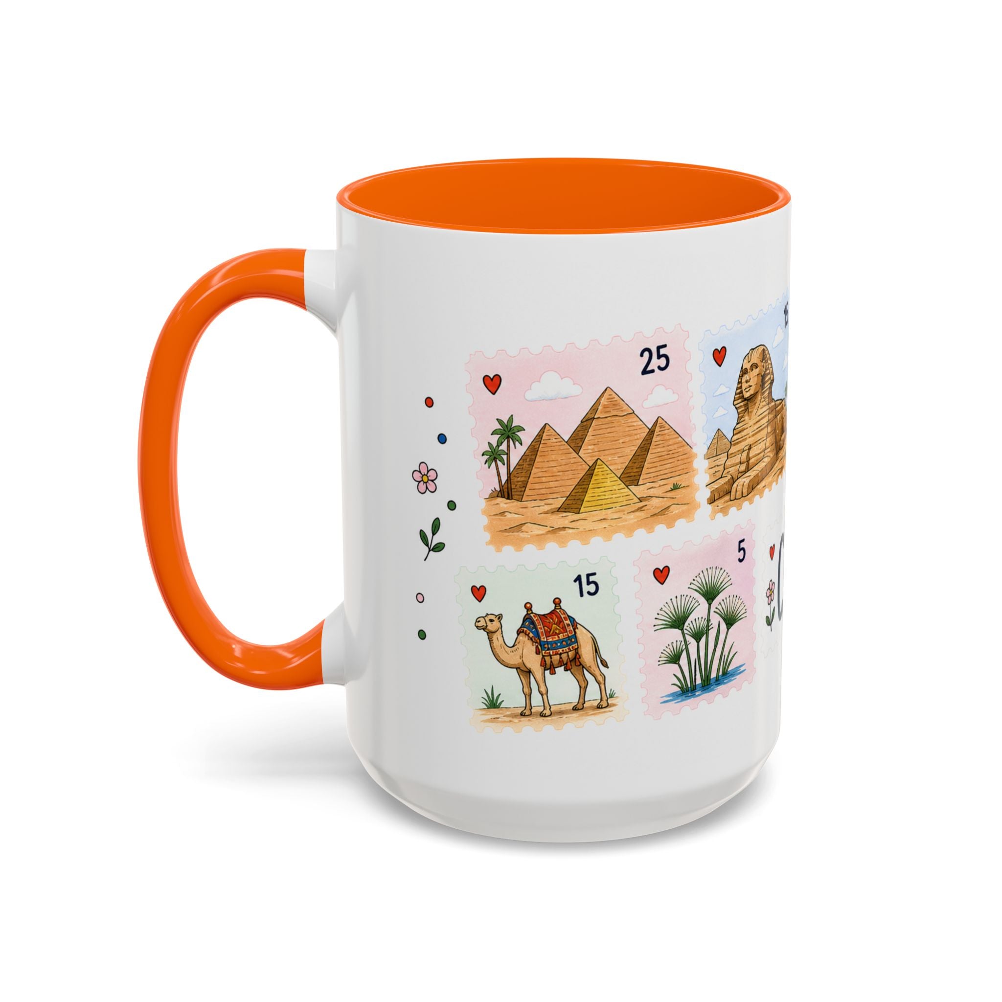 Cairo Coffee Mug | Postage Stamp Collage Mug | Travel Souvenir Accent Cup 11oz 15oz