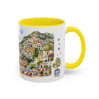Positano Illustrated Travel Mug | Italy Souvenir Accent Coffee Mug | 11oz 15oz Ceramic Cup