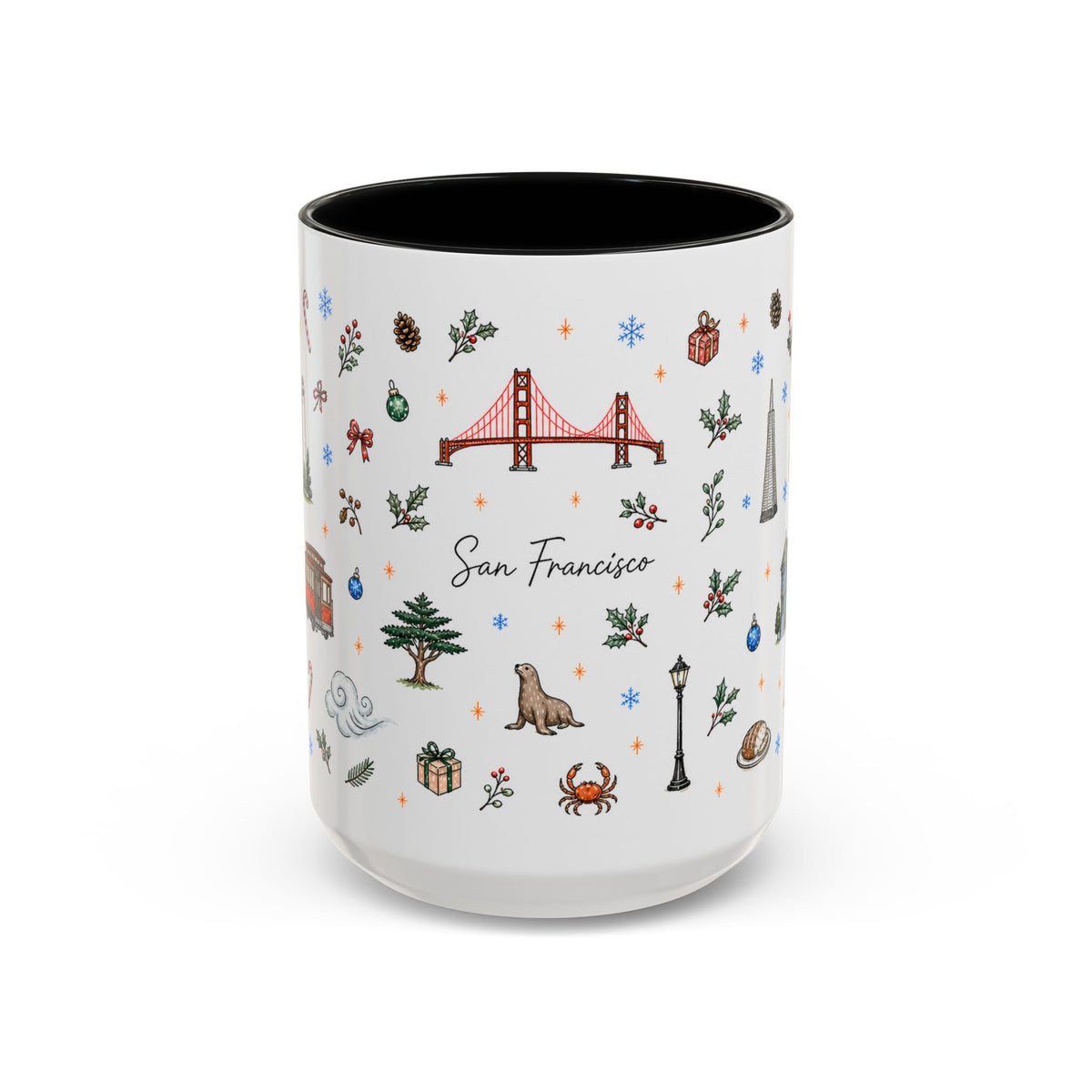 San Francisco Christmas Mug | Watercolor City Souvenir | Ceramic Coffee Cup