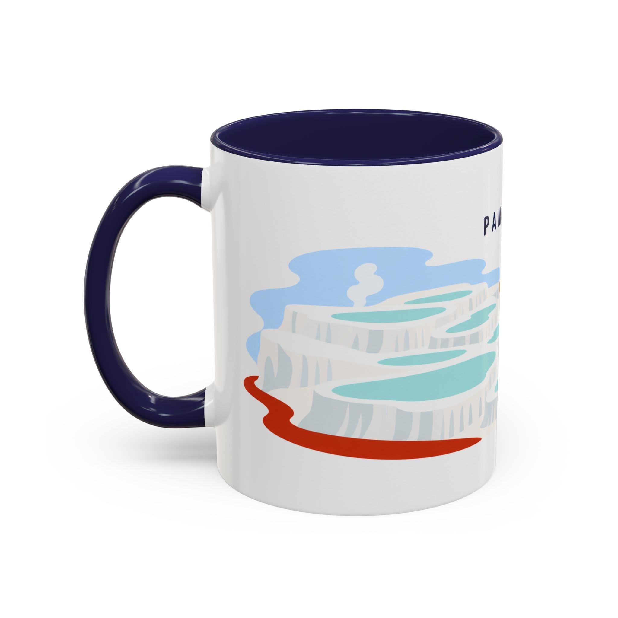 Pamukkale Coffee Mug | Travel Destination Souvenir Gift | Accent Color Ceramic 11oz 15oz