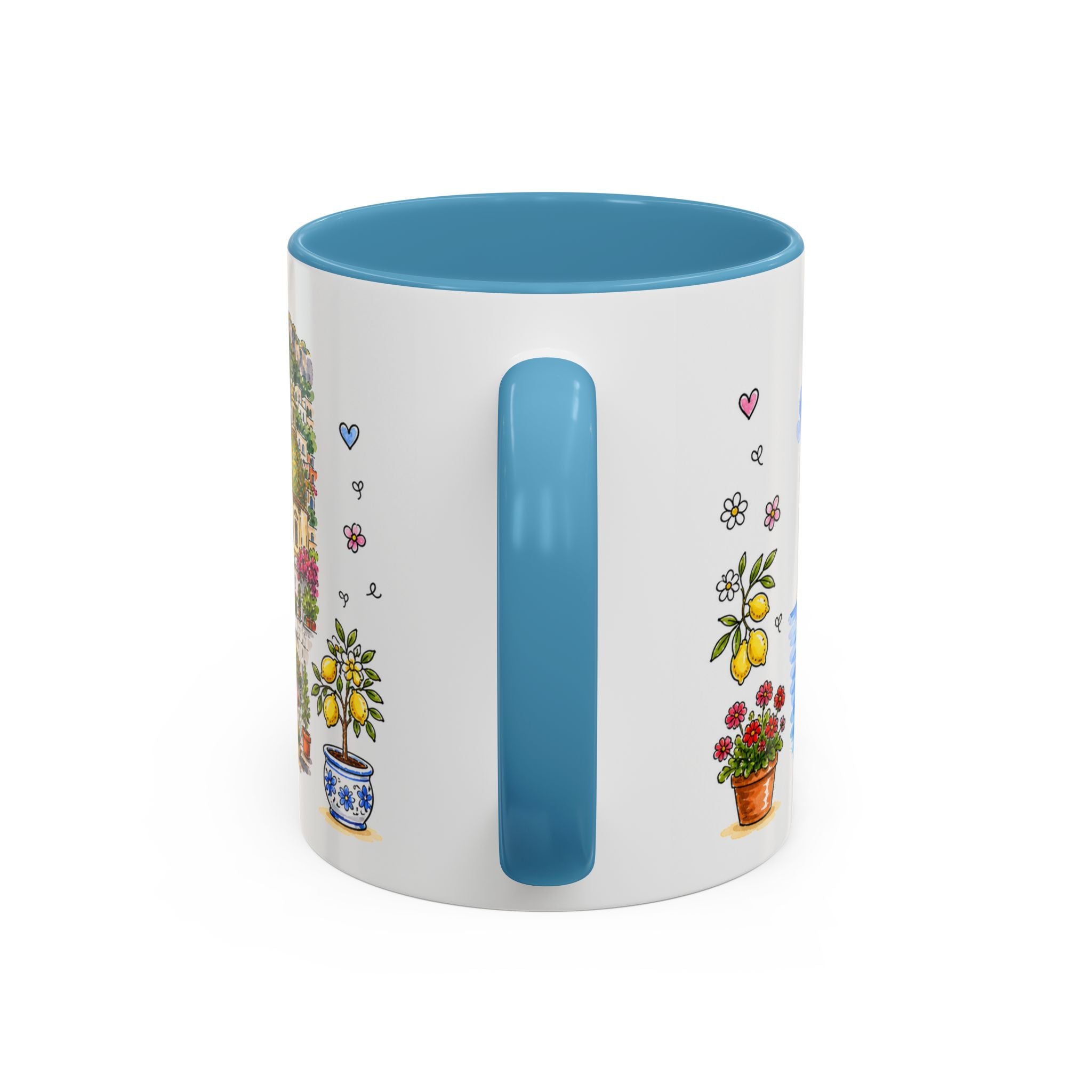 Positano Illustrated Travel Mug | Italy Souvenir Accent Coffee Mug | 11oz 15oz Ceramic Cup