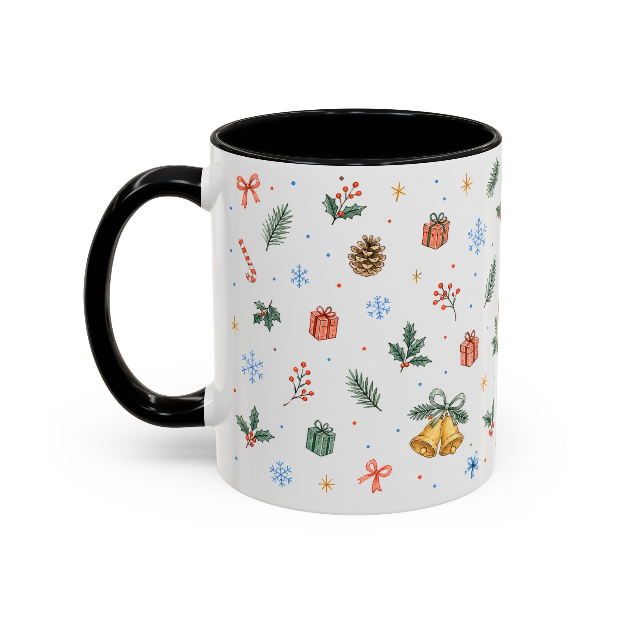 Christmas Candle Mug | Holly Wreath Watercolor Holiday Gift | Accent Cup 11oz 15oz