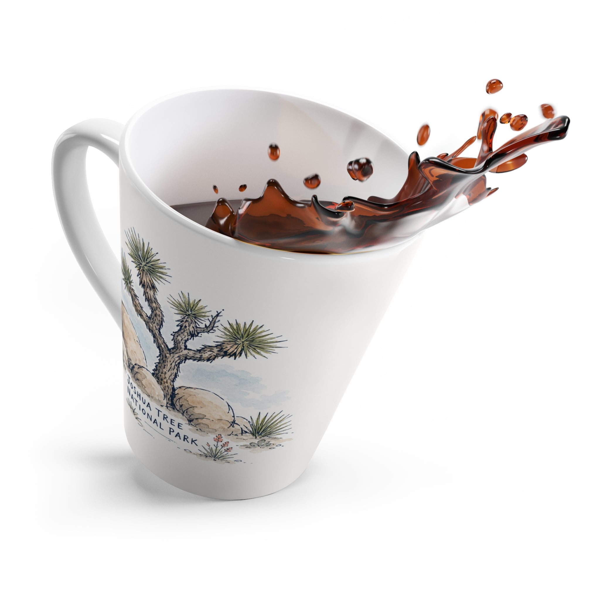Joshua Tree National Park Latte Mug | Pastel Watercolor Nature Coffee Cup | 12 oz Travel Souvenir Gift