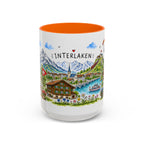Interlaken Illustrated Travel Mug | Switzerland Souvenir Accent Coffee Mug | 11oz 15oz Ceramic Cup