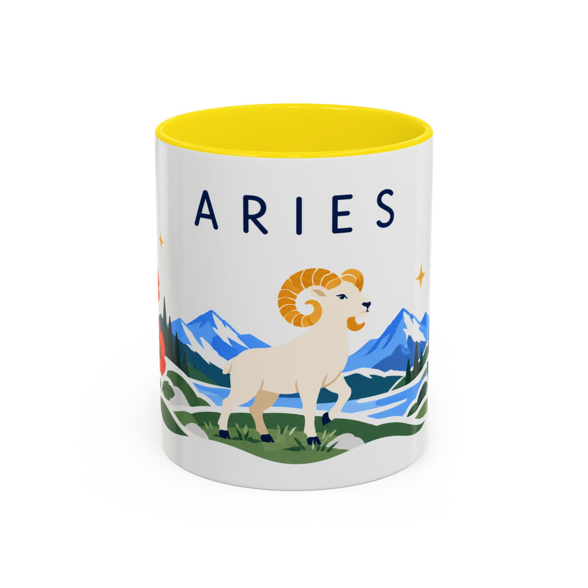 Aries Zodiac Coffee Mug | Ram and Floral Design | Astrology Birthday Gift | 11 oz 15 oz Ceramic Accent Mug