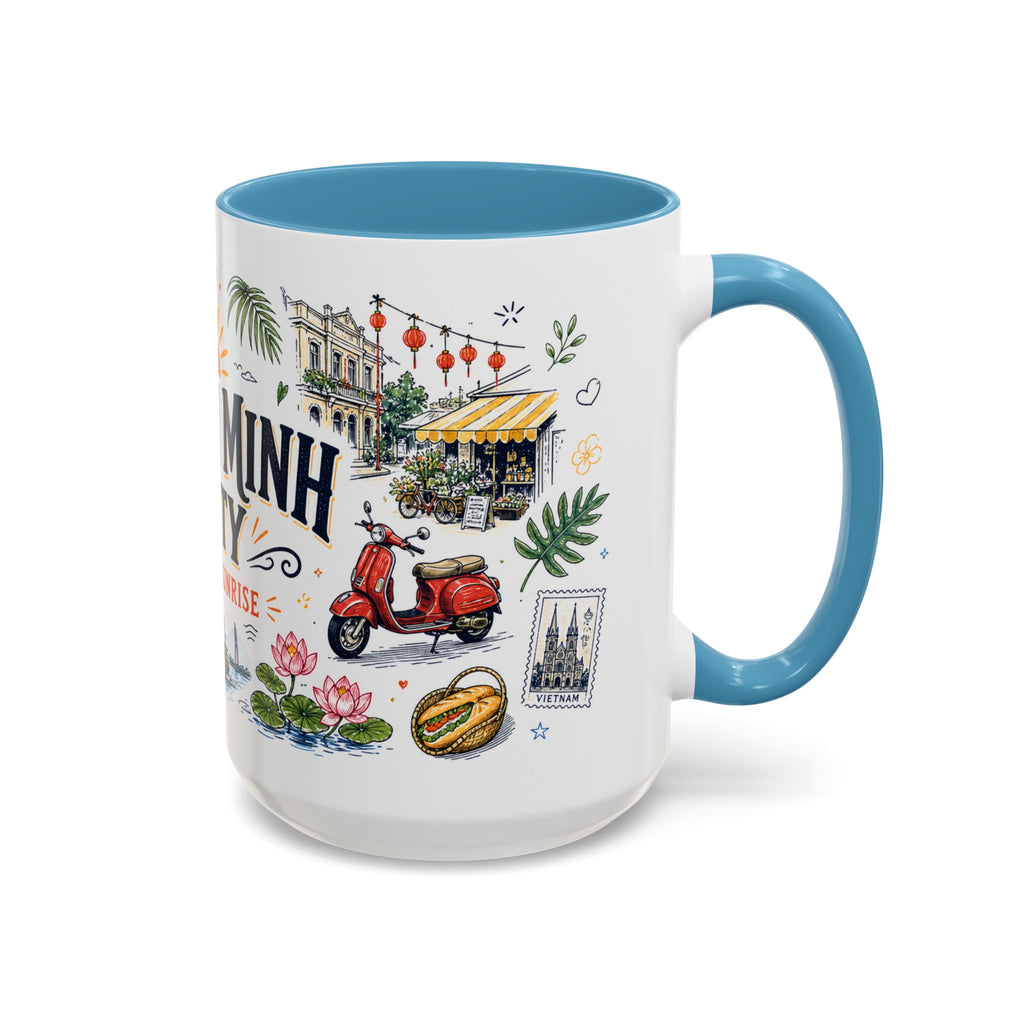 Ho Chi Minh City Coffee Mug | Vietnam Souvenir Travel Gift | Accent Color Ceramic 11oz 15oz