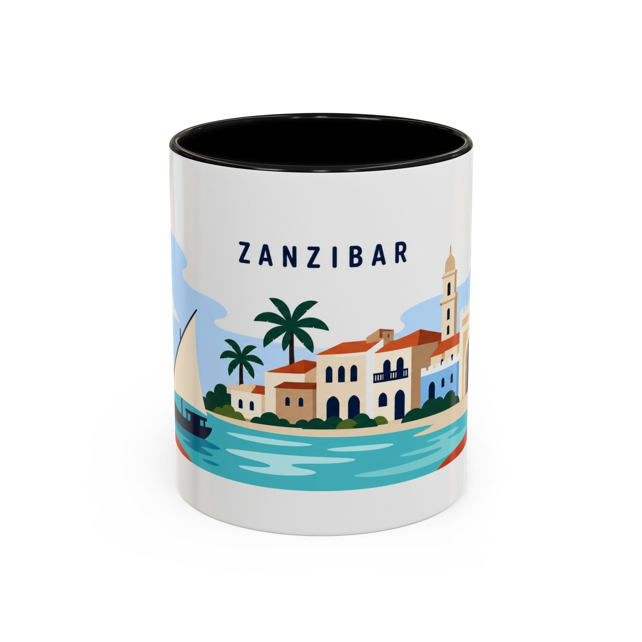 Zanzibar Coffee Mug | Travel Destination Souvenir Gift | Accent Color Ceramic 11oz 15oz