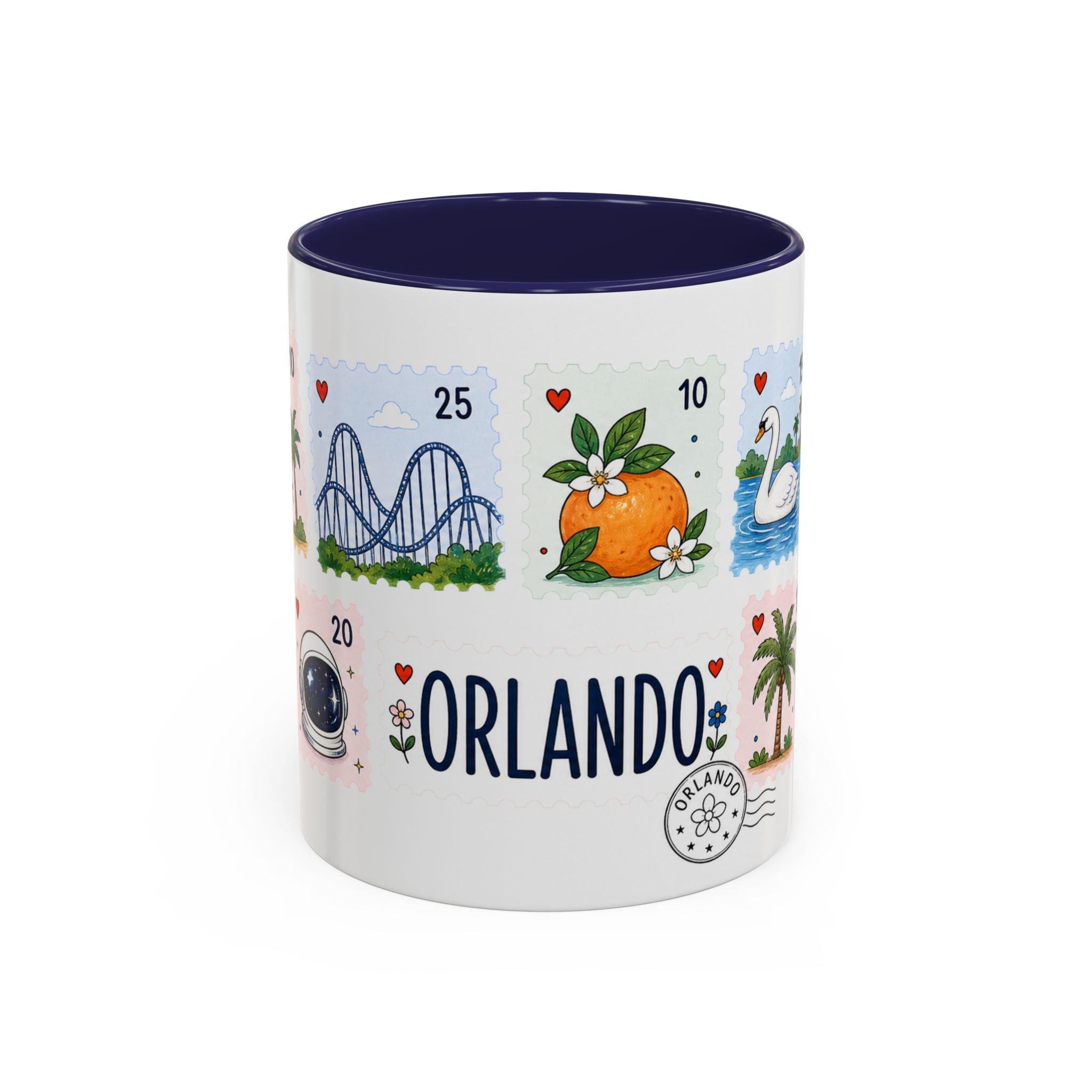 Orlando Coffee Mug | Postage Stamp Collage Mug | Travel Souvenir Accent Cup 11oz 15oz
