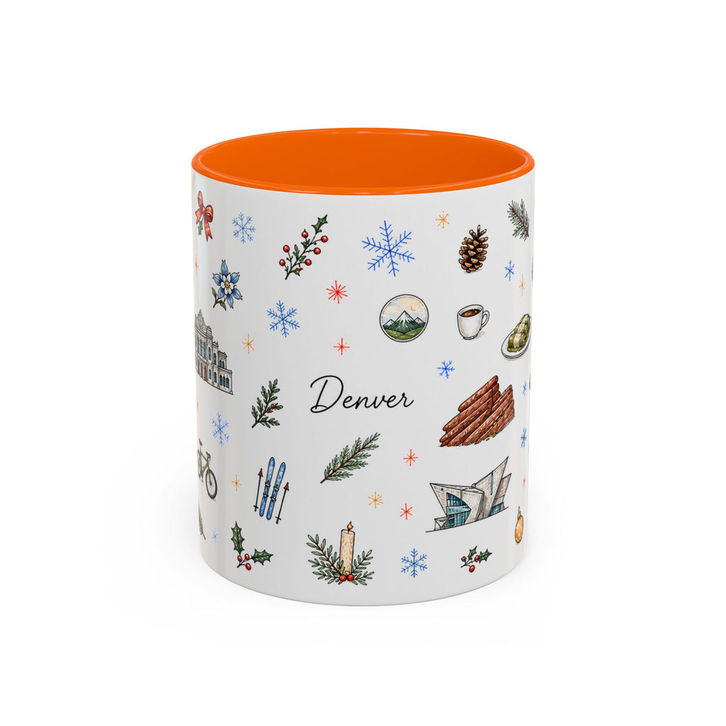 Denver Christmas Mug | Watercolor City Souvenir, Holiday Travel Gift (11oz/15oz)