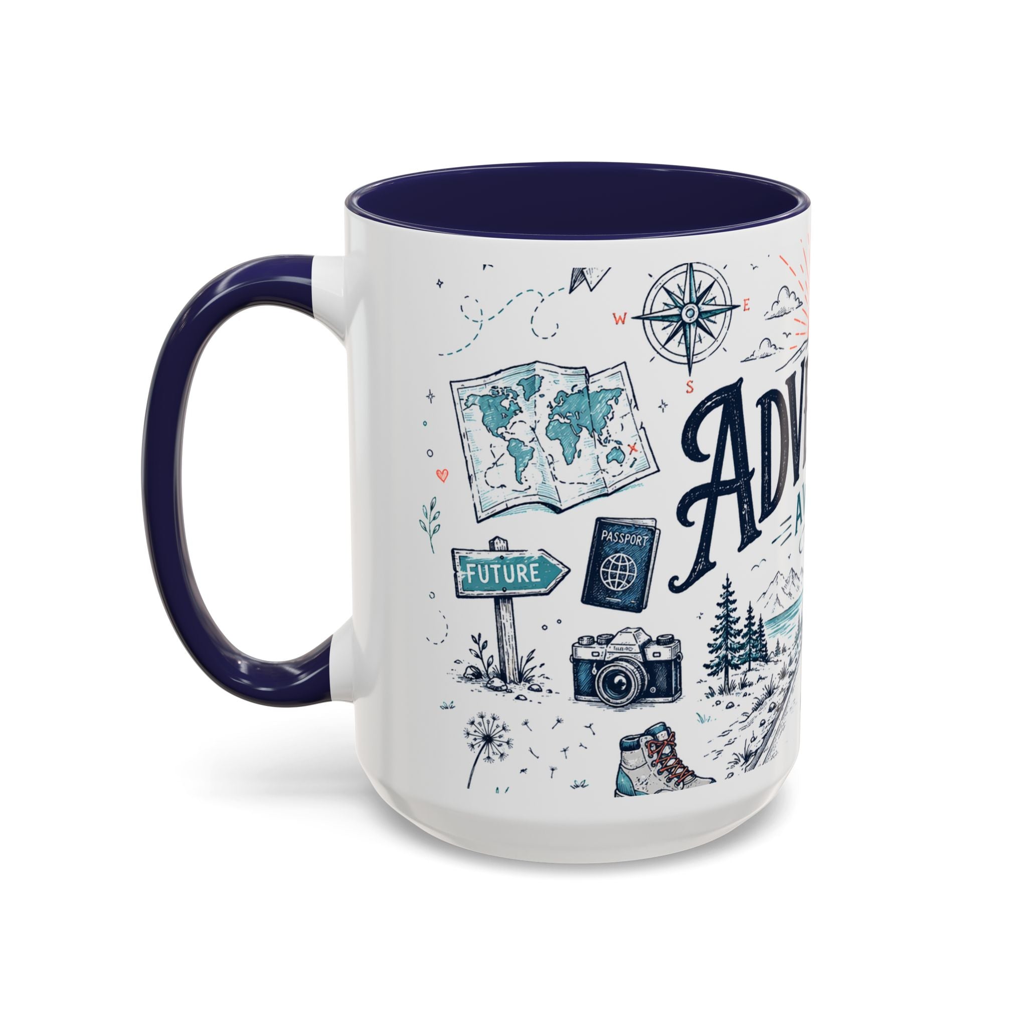 Adventure Awaits Coffee Mug | Class of 2026 Graduation Gift | Accent Color Ceramic 11oz 15oz