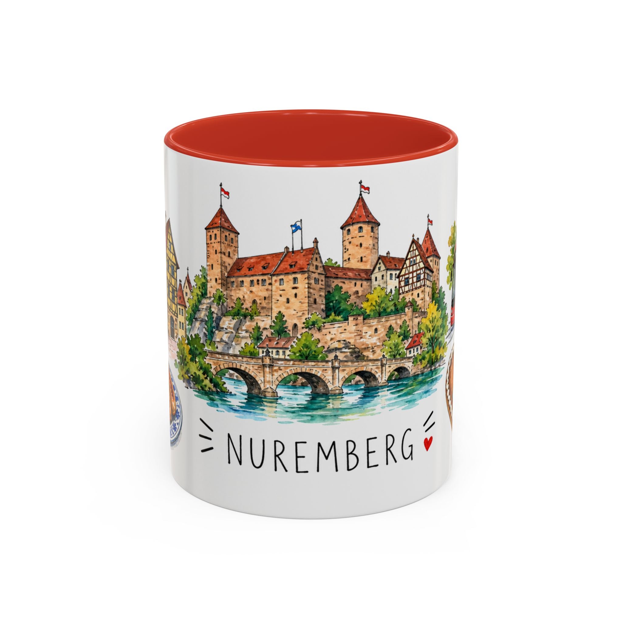 Nuremberg Illustrated Travel Mug | City Souvenir Accent Coffee Mug | 11oz 15oz Ceramic Cup