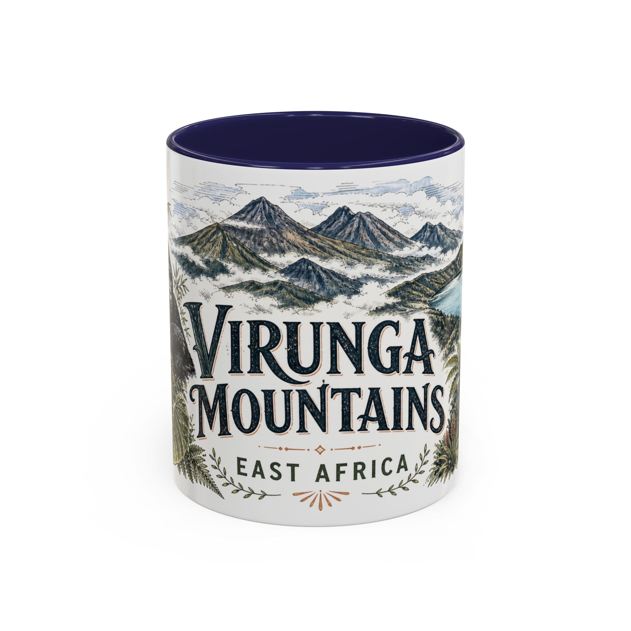 Virunga Mountains Mug, East Africa Travel Souvenir, Bucket List Gift, Accent Ceramic Coffee Mug 11oz 15oz