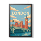 London Westminster United Kingdom Framed Poster | Vintage Travel Wall Art | Black Walnut White Frame | 16x24 20x30