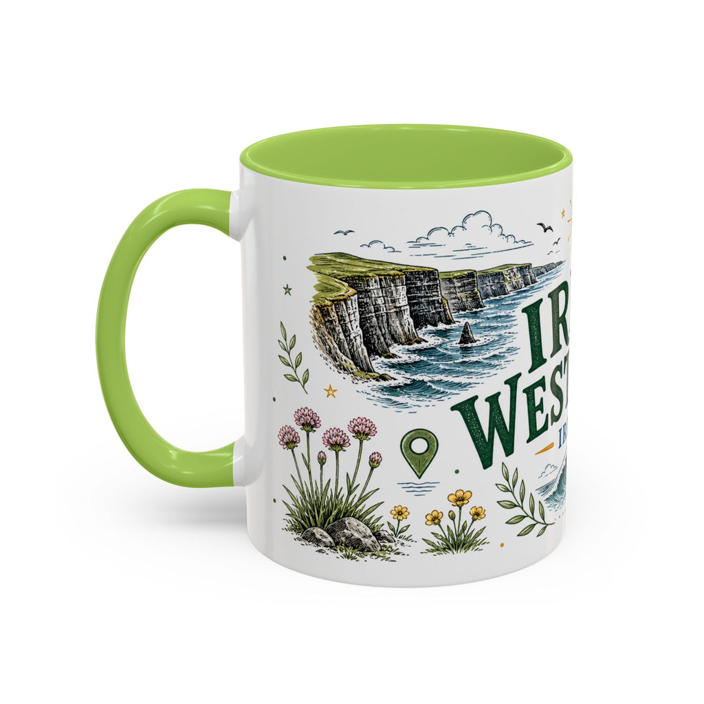 Irish West Coast Coffee Mug | Travel Destination Souvenir Gift | Accent Color Ceramic 11oz 15oz