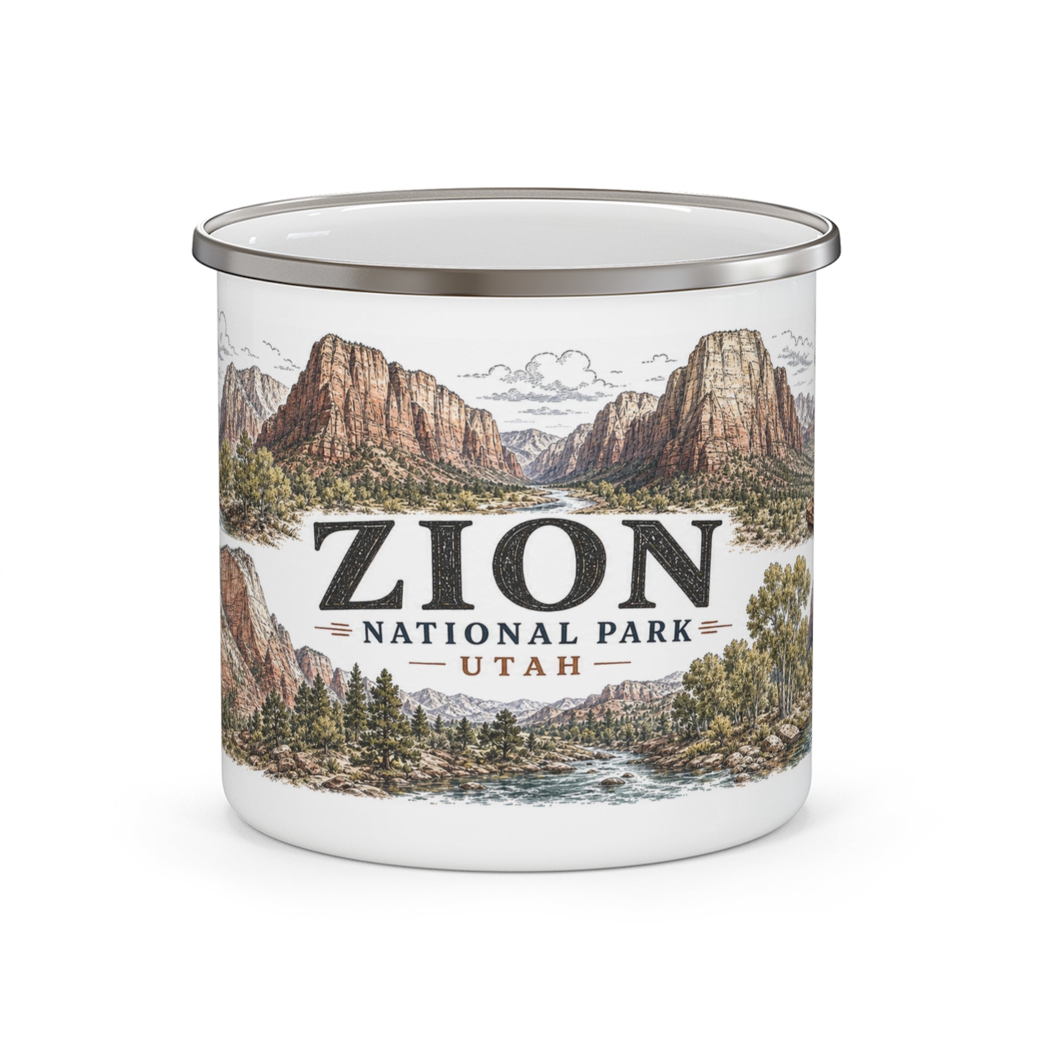 Zion National Park Vintage Enamel Camping Mug | 12oz National Park Hiking Gift