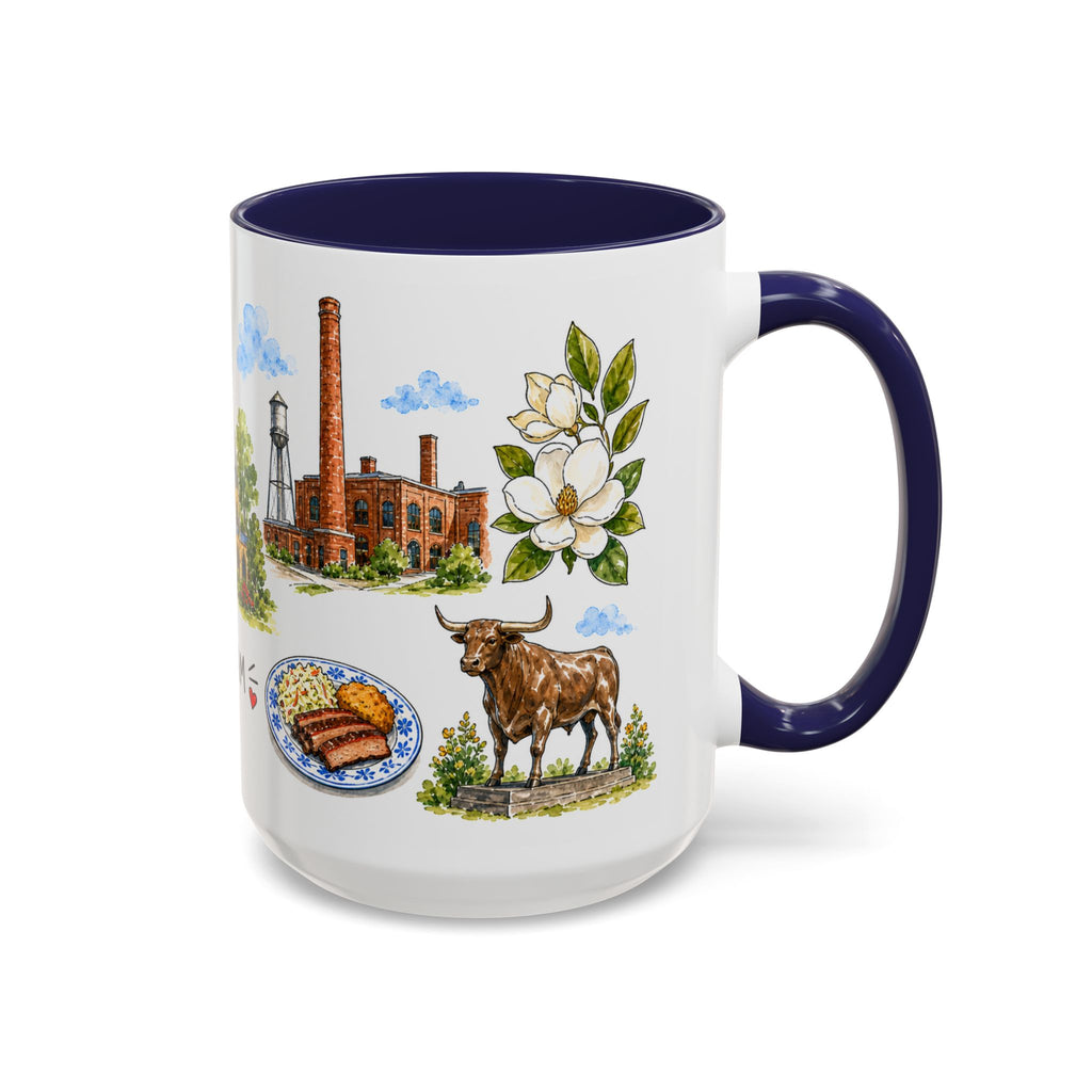 Durham Illustrated Travel Mug | City Souvenir Accent Coffee Mug | 11oz 15oz Ceramic Cup