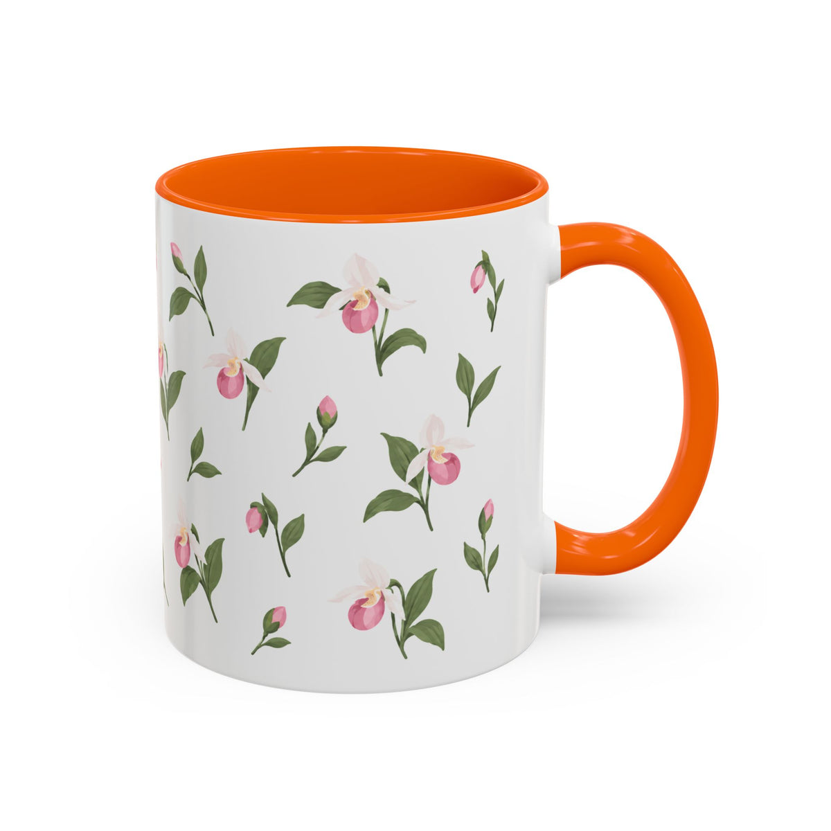 Minnesota Pink and White Lady Slipper Mug, State Flower Floral Coffee Cup, 11oz Botanical Gift