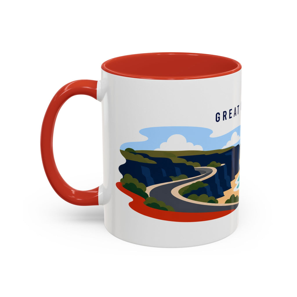 Great Ocean Road Coffee Mug | Travel Destination Souvenir Gift | Accent Color Ceramic 11oz 15oz