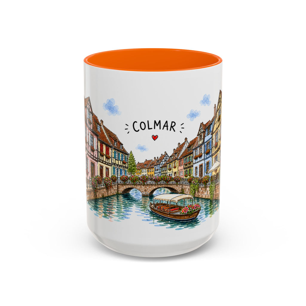 Colmar Illustrated Travel Mug | France Souvenir Accent Coffee Mug | 11oz 15oz Ceramic Cup