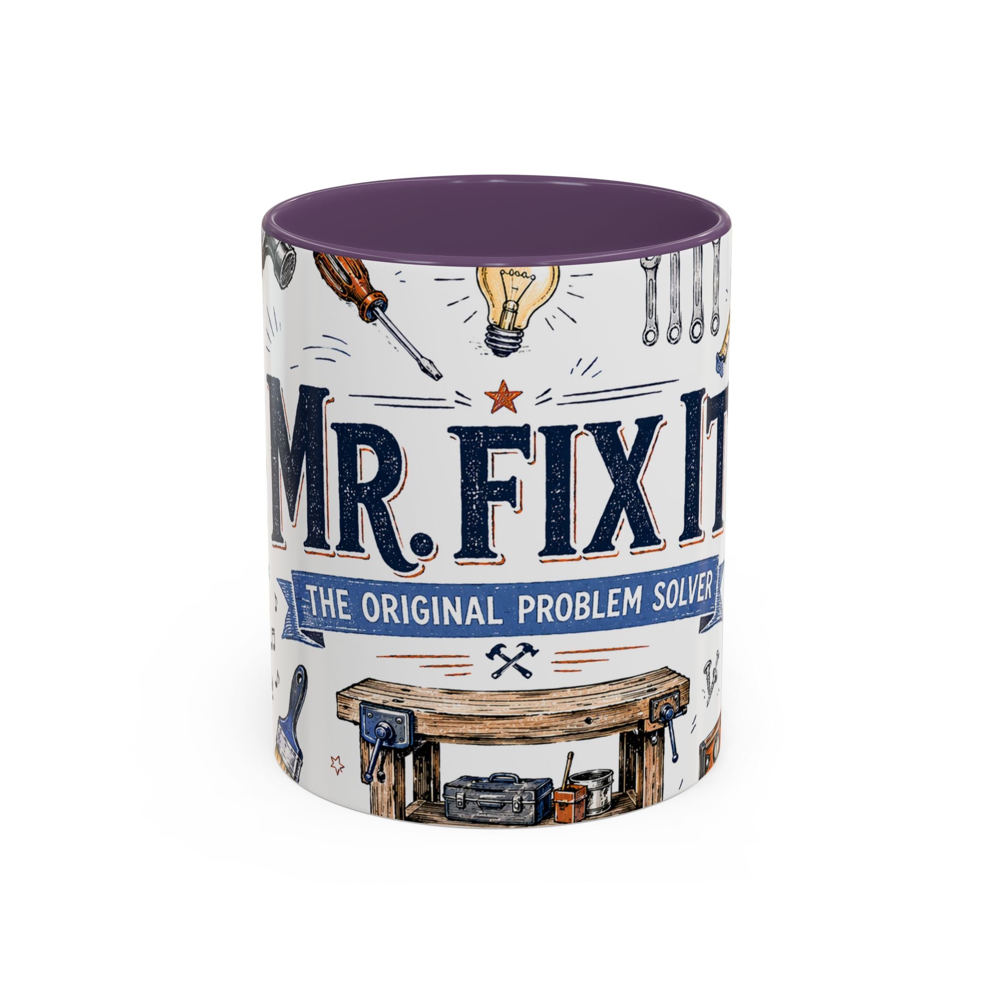 Mr Fix It Coffee Mug | Father's Day Gift for Dad | Accent Color Ceramic 11oz 15oz