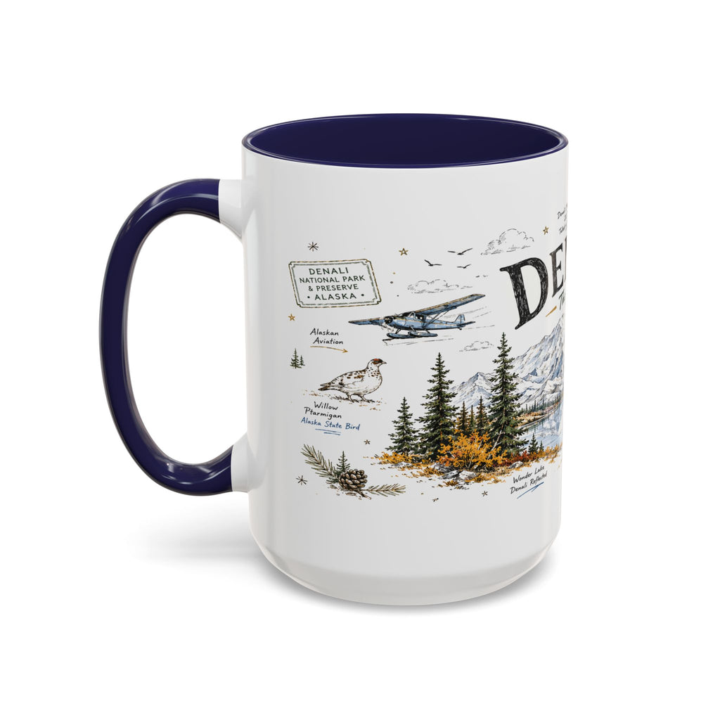 Denali National Park Coffee Mug | Alaska National Park Hiking Gift | Accent Color Ceramic 11oz 15oz
