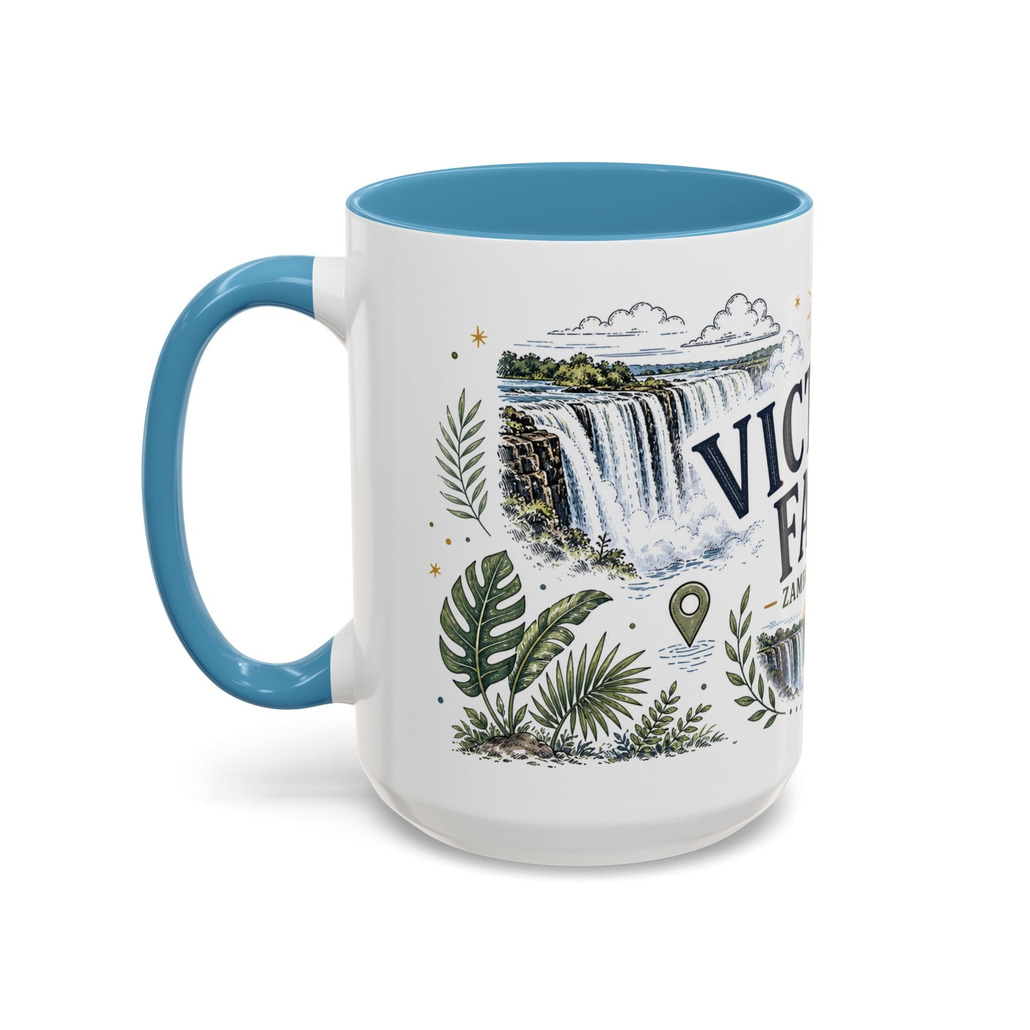 Victoria Falls Coffee Mug | Travel Destination Souvenir Gift | Accent Color Ceramic 11oz 15oz