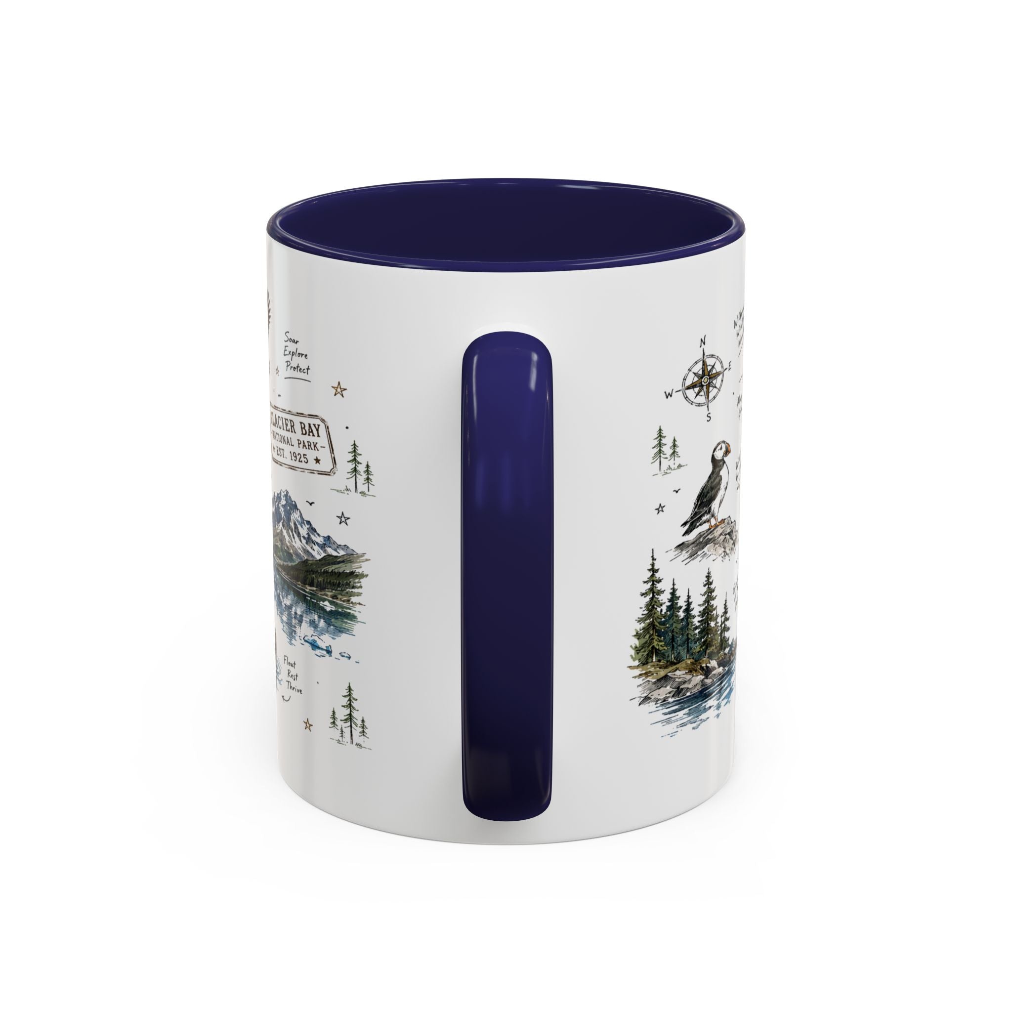 Glacier Bay National Park Coffee Mug | Alaska Wilderness Kayaking Gift | Accent Color Ceramic 11oz 15oz