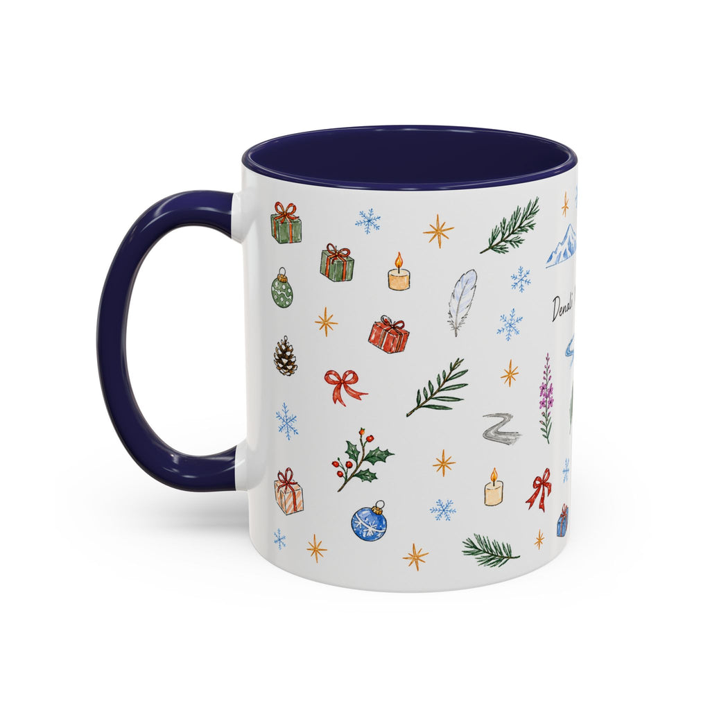 Denali National Park Christmas Mug | Watercolor Travel Souvenir | Holiday Gift | Accent Ceramic Coffee Cup 11oz 15oz