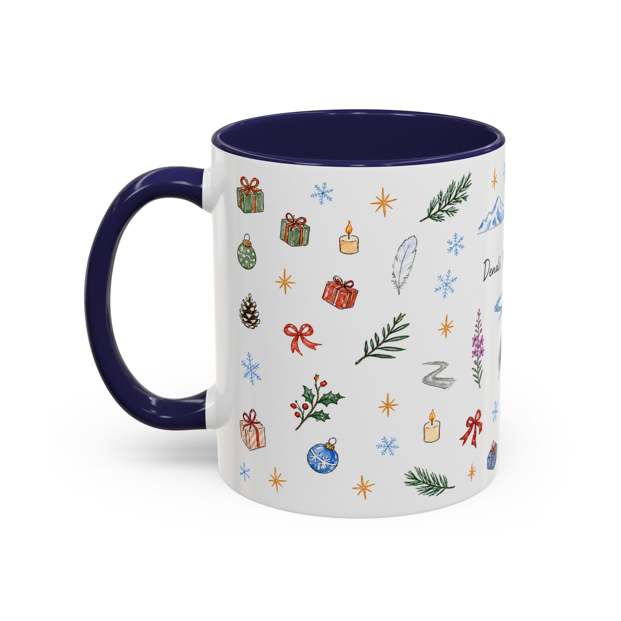 Denali National Park Christmas Mug | Watercolor Travel Souvenir | Holiday Gift | Accent Ceramic Coffee Cup 11oz 15oz
