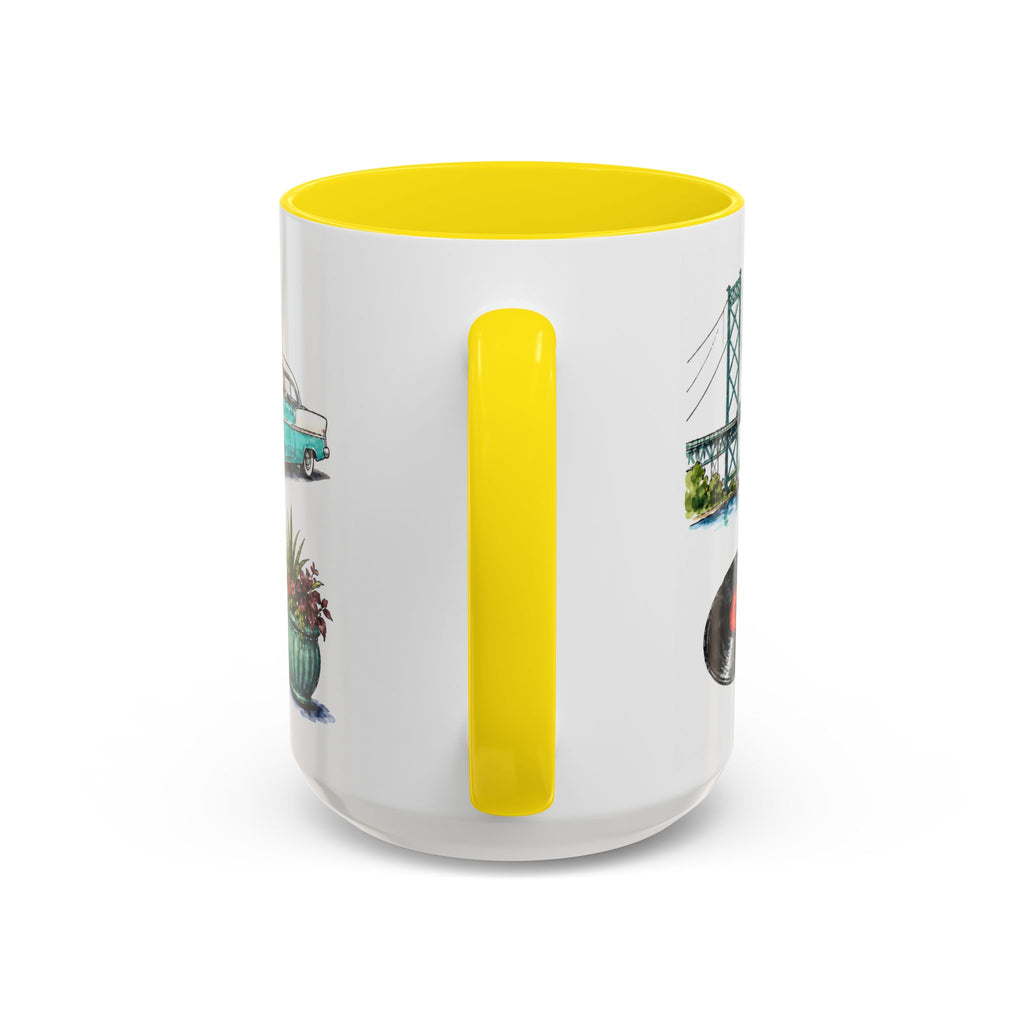 Detroit Illustrated Travel Mug | City Souvenir Accent Coffee Mug | 11oz 15oz Ceramic Cup