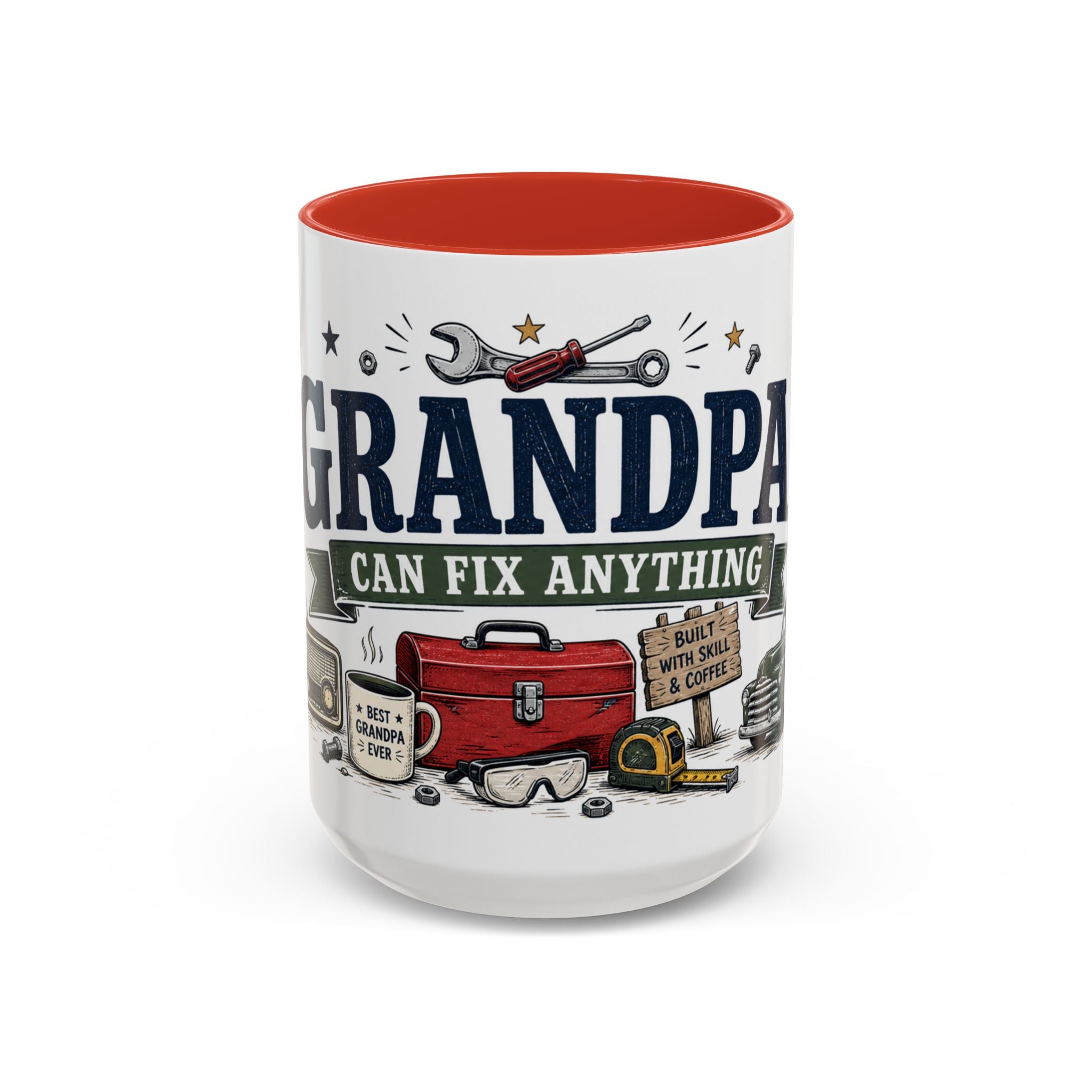 Grandpa Can Fix Anything Coffee Mug | Funny Gift From Grandkids | Accent Ceramic 11oz 15oz