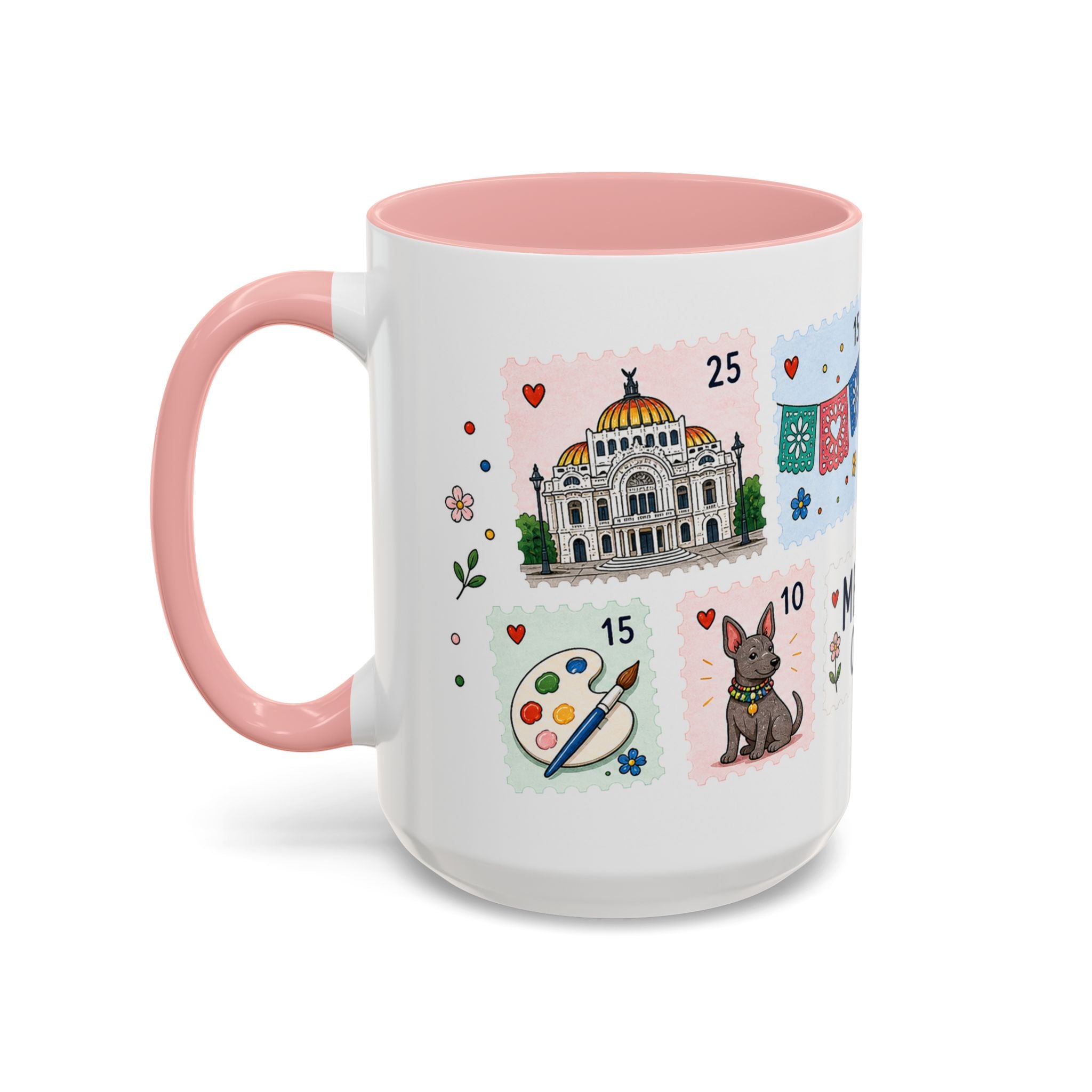 Mexico City Coffee Mug | Postage Stamp Collage Mug | Travel Souvenir Accent Cup 11oz 15oz