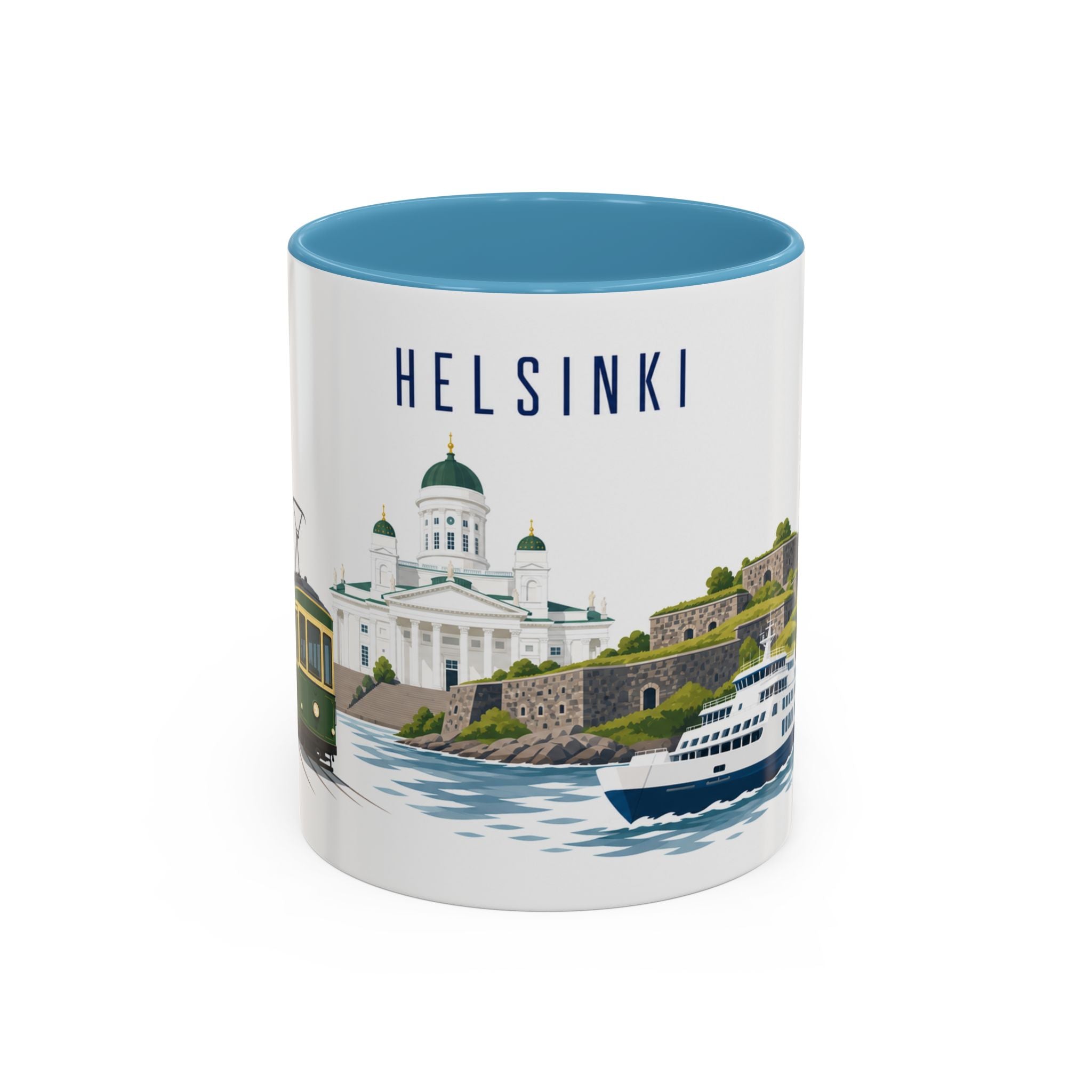 Helsinki Coffee Mug | Finland Travel Souvenir | Porcelain Decal City Gift | 11oz 15oz Accent Mug