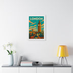 London Big Ben United Kingdom Framed Poster | Vintage Travel Wall Art | Black Walnut White Frame | 16x24 20x30