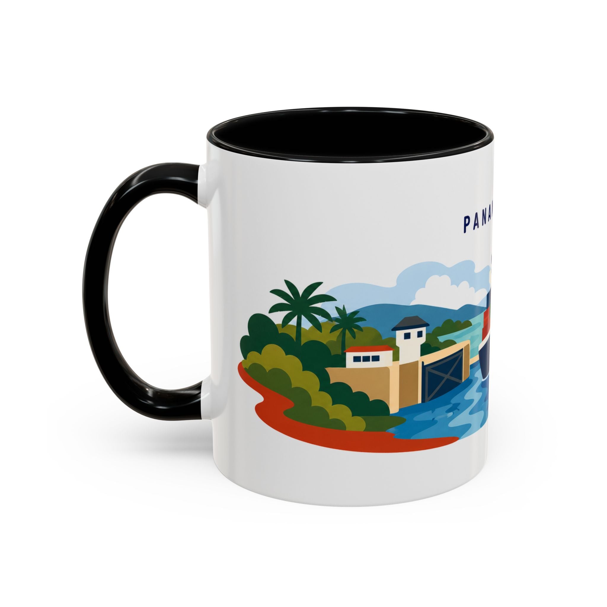 Panama Canal Coffee Mug | Travel Destination Souvenir Gift | Accent Color Ceramic 11oz 15oz