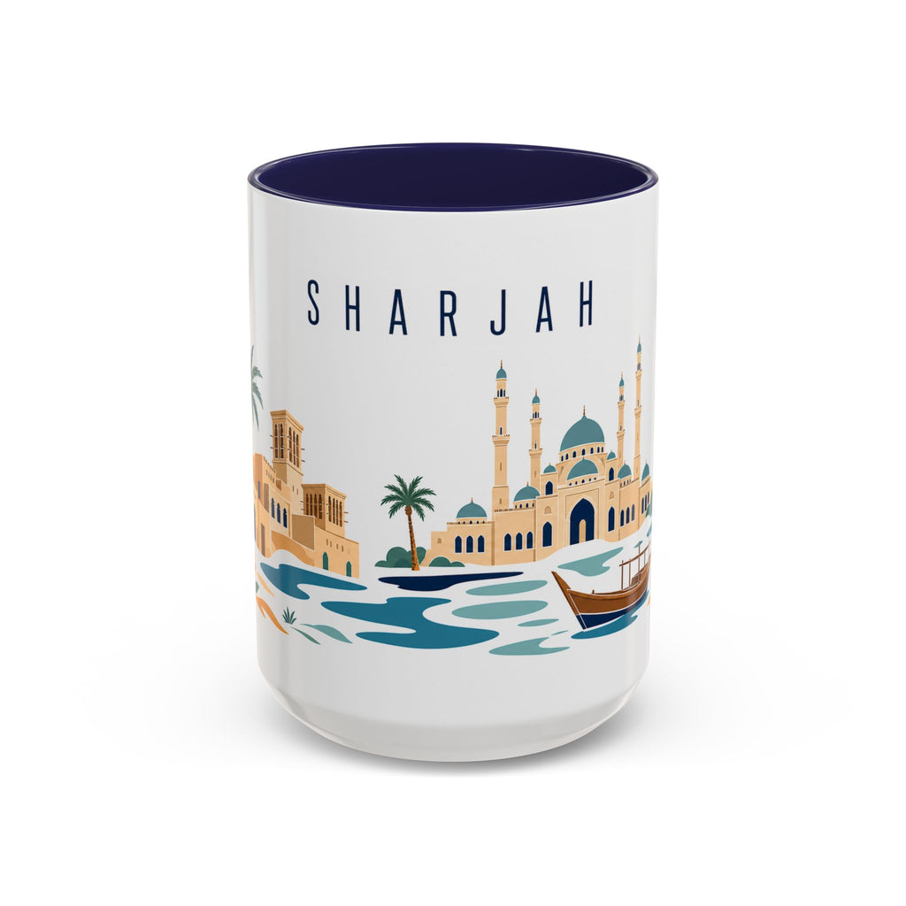 Sharjah Coffee Mug | United Arab Emirates Travel Souvenir | Porcelain Decal City Gift | 11oz 15oz Accent Mug