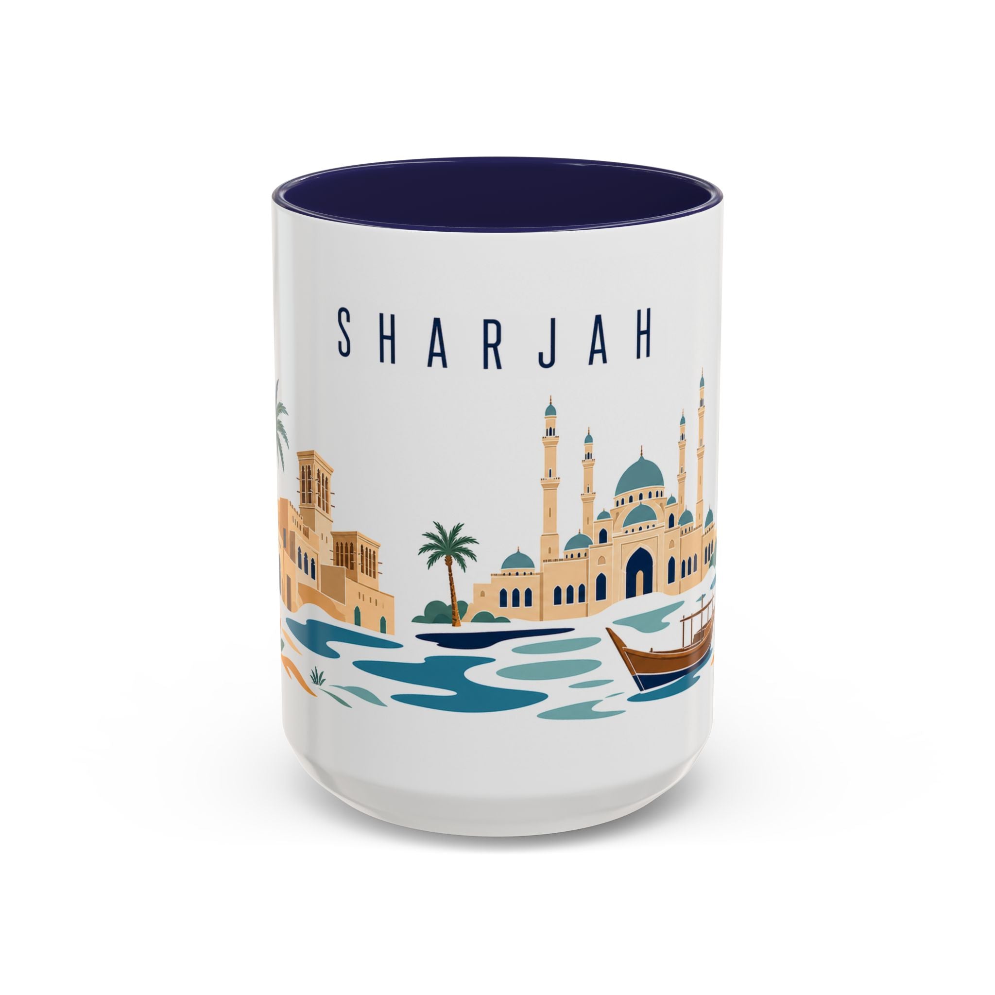 Sharjah Coffee Mug | United Arab Emirates Travel Souvenir | Porcelain Decal City Gift | 11oz 15oz Accent Mug