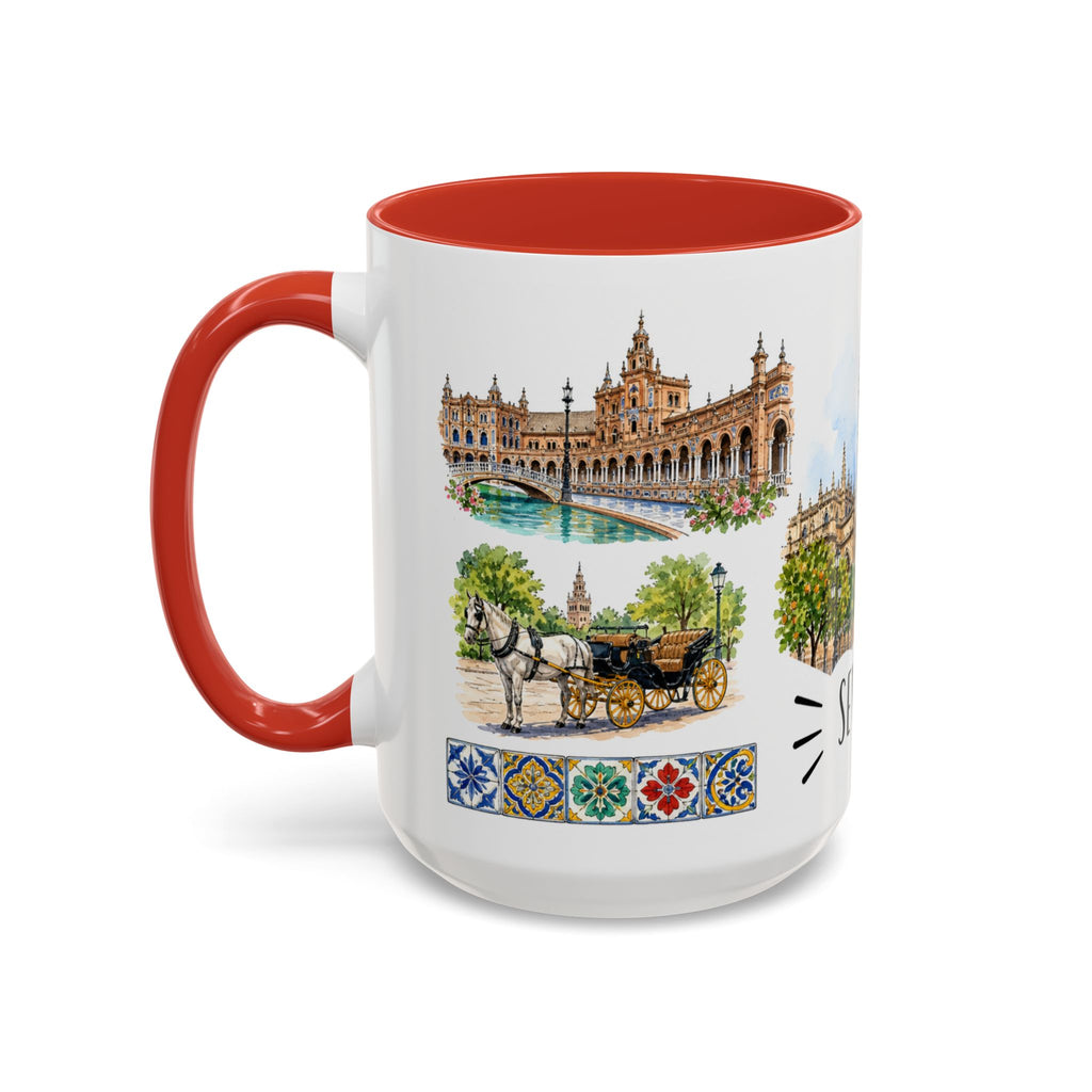 Seville Illustrated Travel Mug | City Souvenir Accent Coffee Mug | 11oz 15oz Ceramic Cup