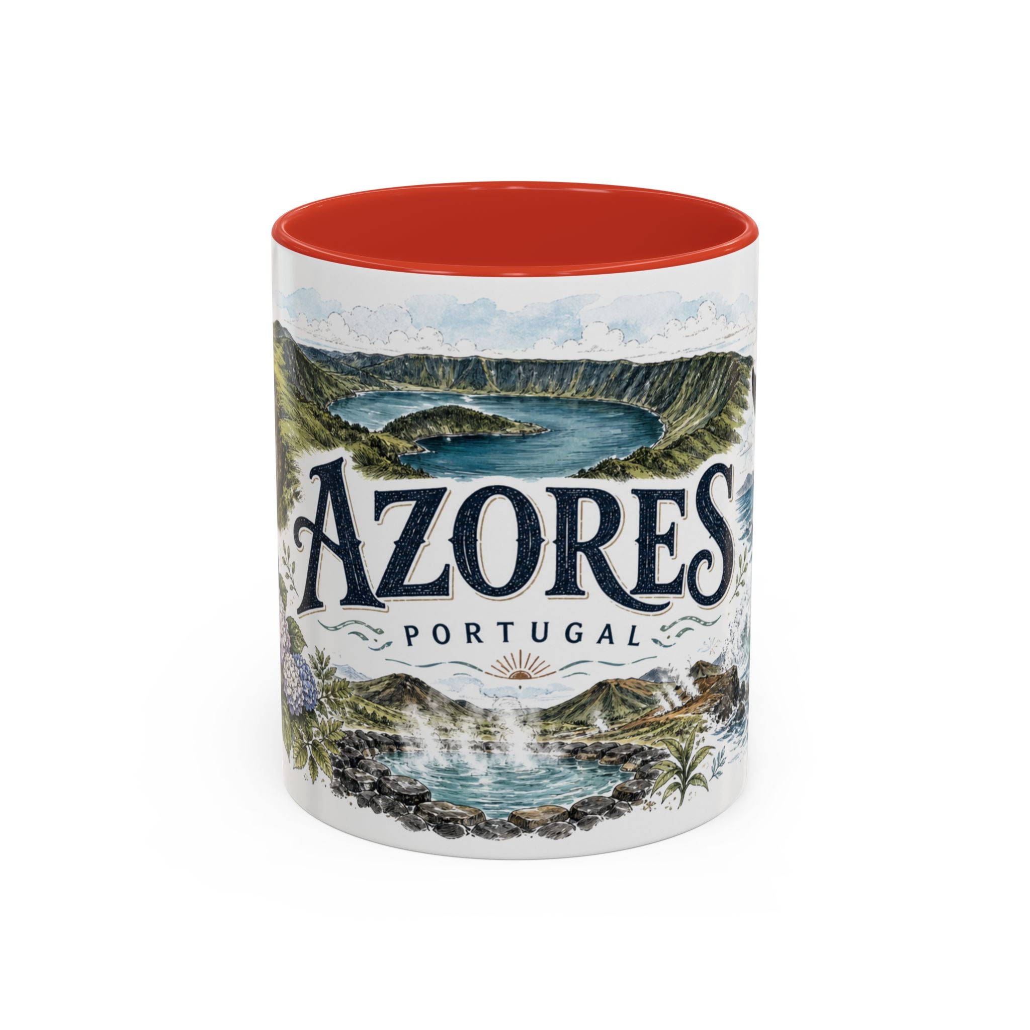 Azores Mug, Portugal Travel Souvenir, Bucket List Gift, Accent Ceramic Coffee Mug 11oz 15oz