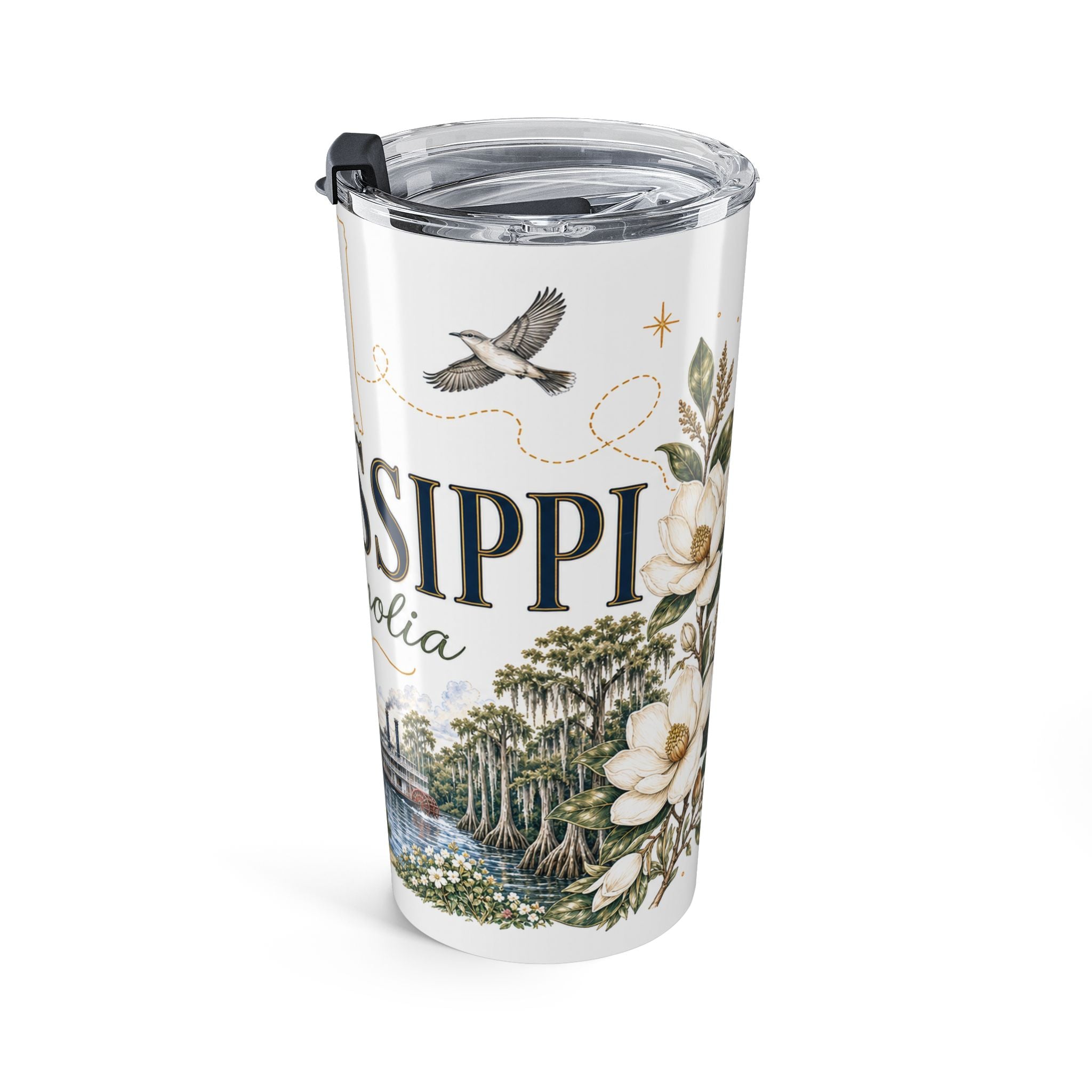 Mississippi State Flower 20oz Tumbler | Magnolia Botanical State Flower Gift | Insulated Stainless Steel Travel Cup
