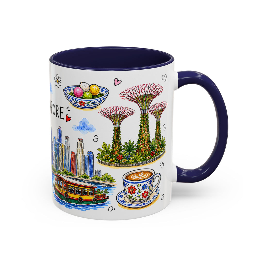Singapore Illustrated Travel Mug | City Souvenir Accent Coffee Mug | 11oz 15oz Ceramic Cup